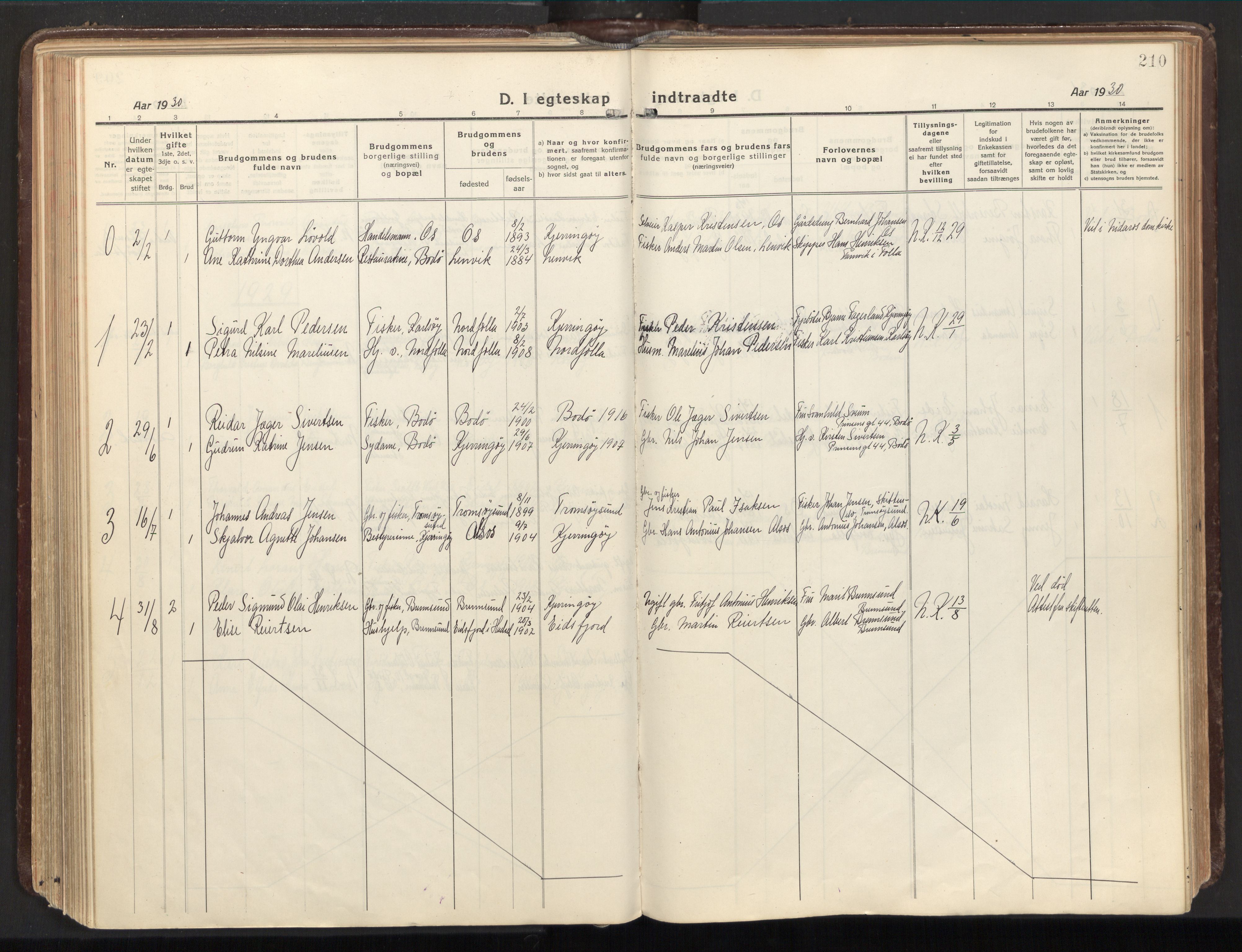 Ministerialprotokoller, klokkerbøker og fødselsregistre - Nordland, AV/SAT-A-1459/803/L0073: Parish register (official) no. 803A03, 1920-1955, p. 210