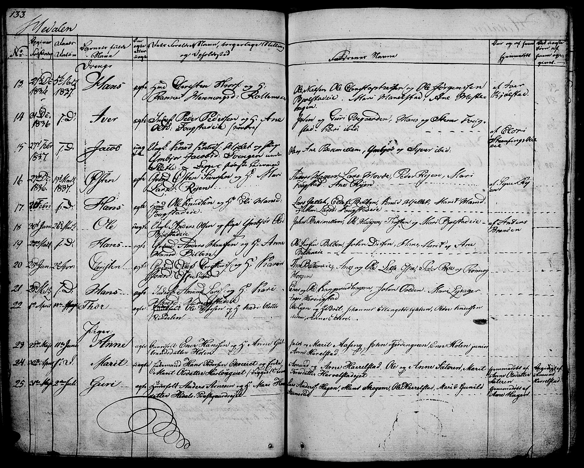 Vågå prestekontor, AV/SAH-PREST-076/H/Ha/Haa/L0004: Parish register (official) no. 4 /2, 1834-1842, p. 133