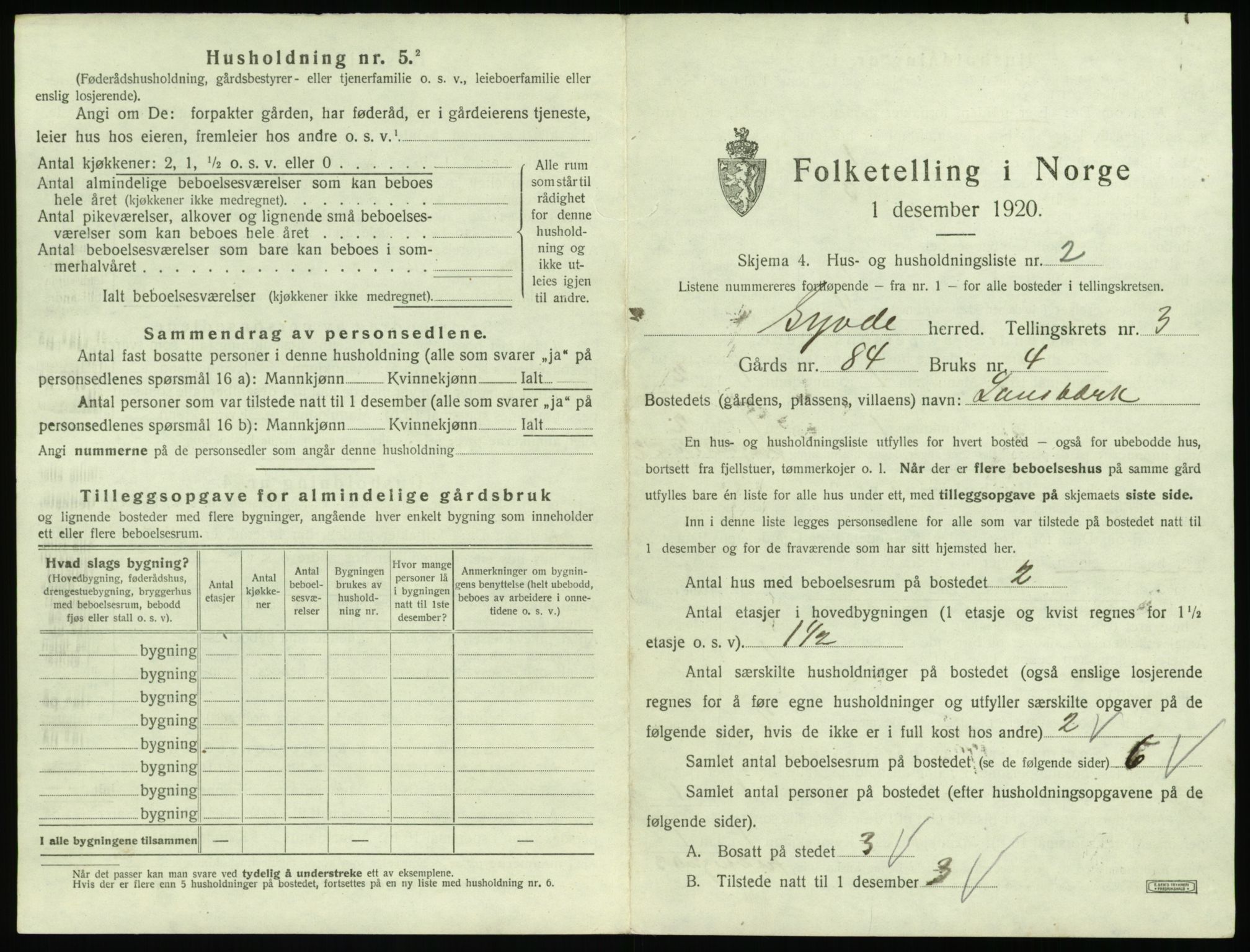 SAT, 1920 census for Syvde, 1920, p. 130