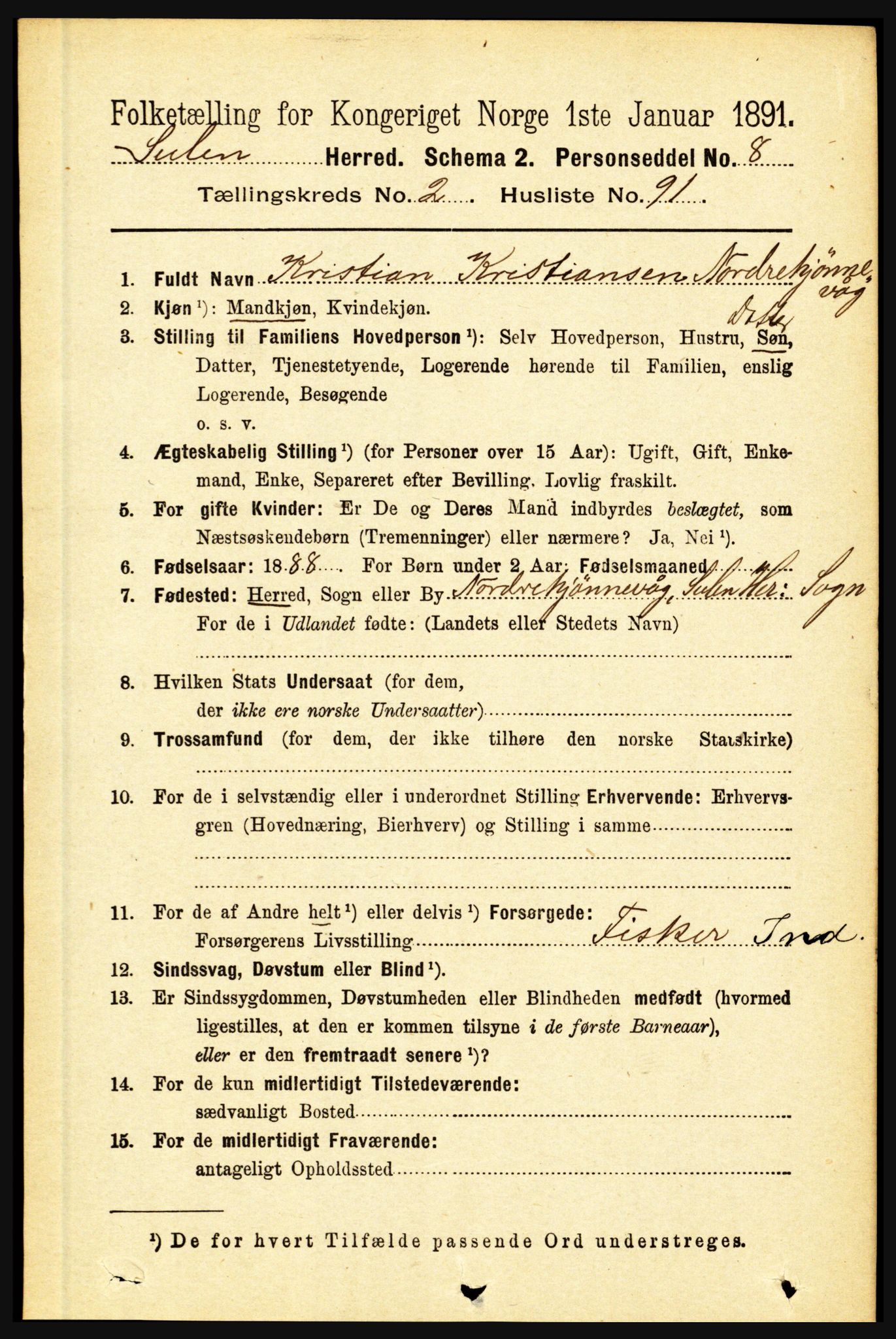 RA, 1891 census for 1412 Solund, 1891, p. 1078