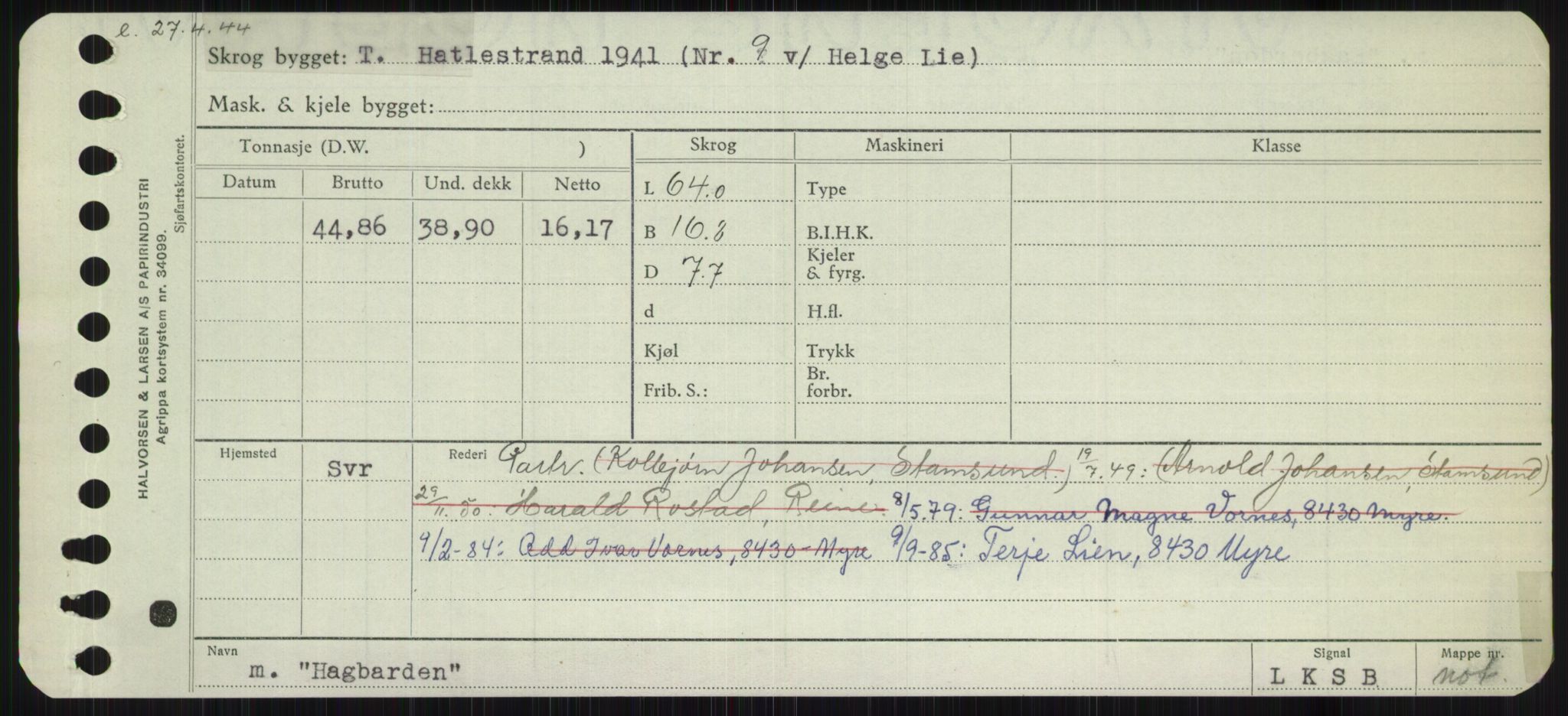 Sjøfartsdirektoratet med forløpere, Skipsmålingen, AV/RA-S-1627/H/Ha/L0002/0002: Fartøy, Eik-Hill / Fartøy, G-Hill, p. 397