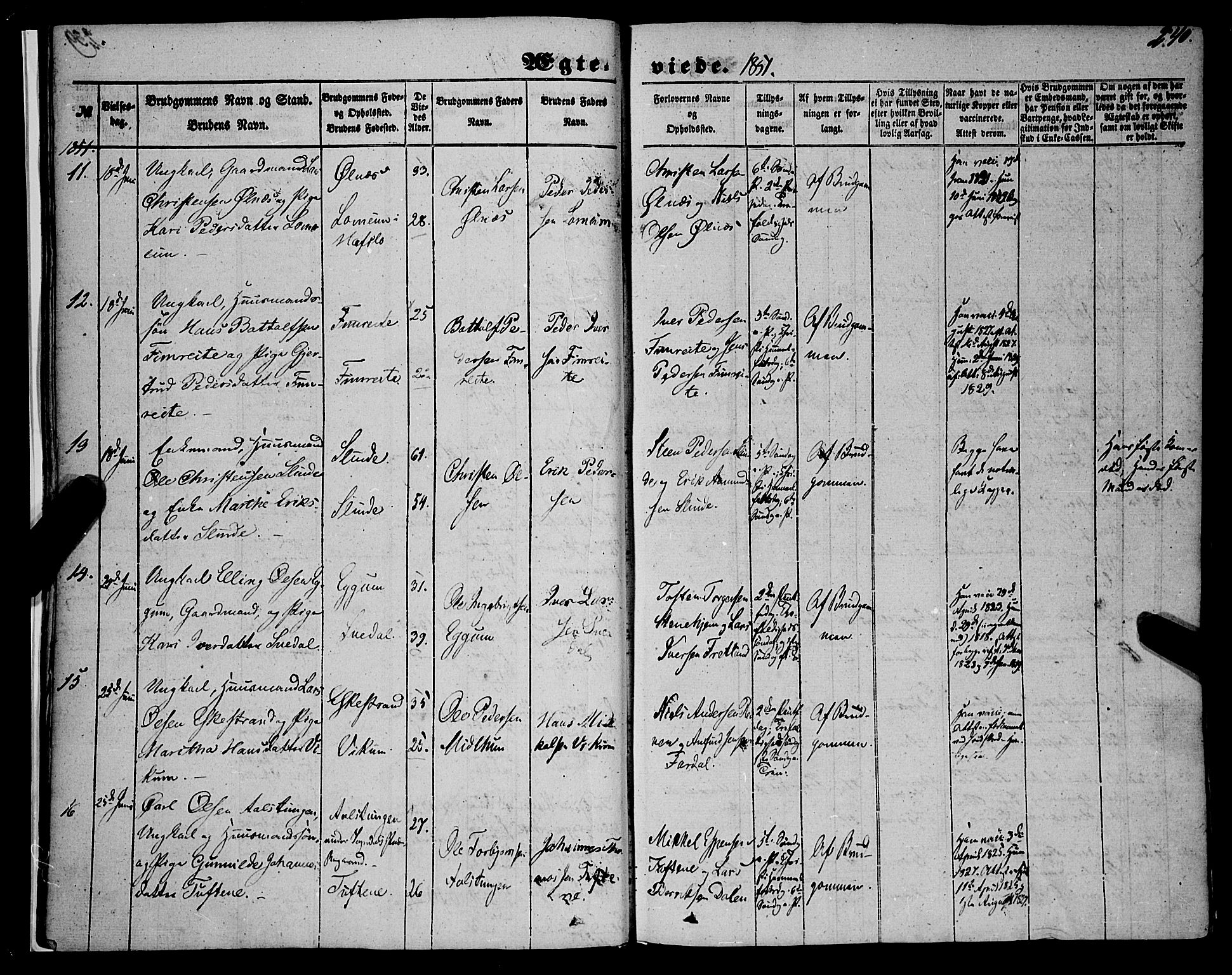 Sogndal sokneprestembete, AV/SAB-A-81301/H/Haa/Haaa/L0012II: Parish register (official) no. A 12II, 1847-1877, p. 240