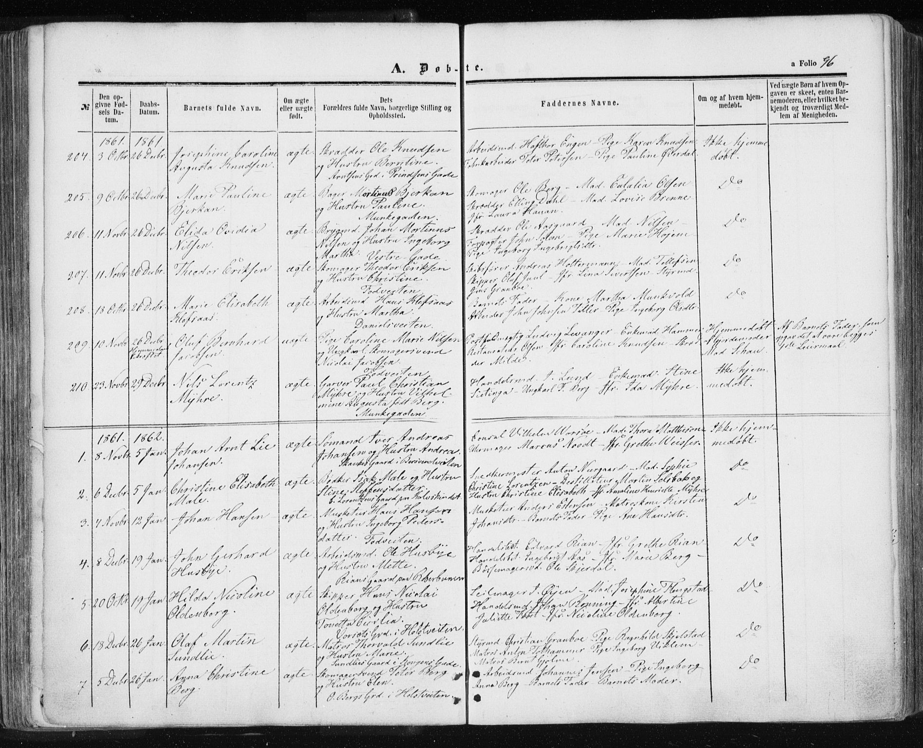 Ministerialprotokoller, klokkerbøker og fødselsregistre - Sør-Trøndelag, SAT/A-1456/601/L0053: Parish register (official) no. 601A21, 1857-1865, p. 96