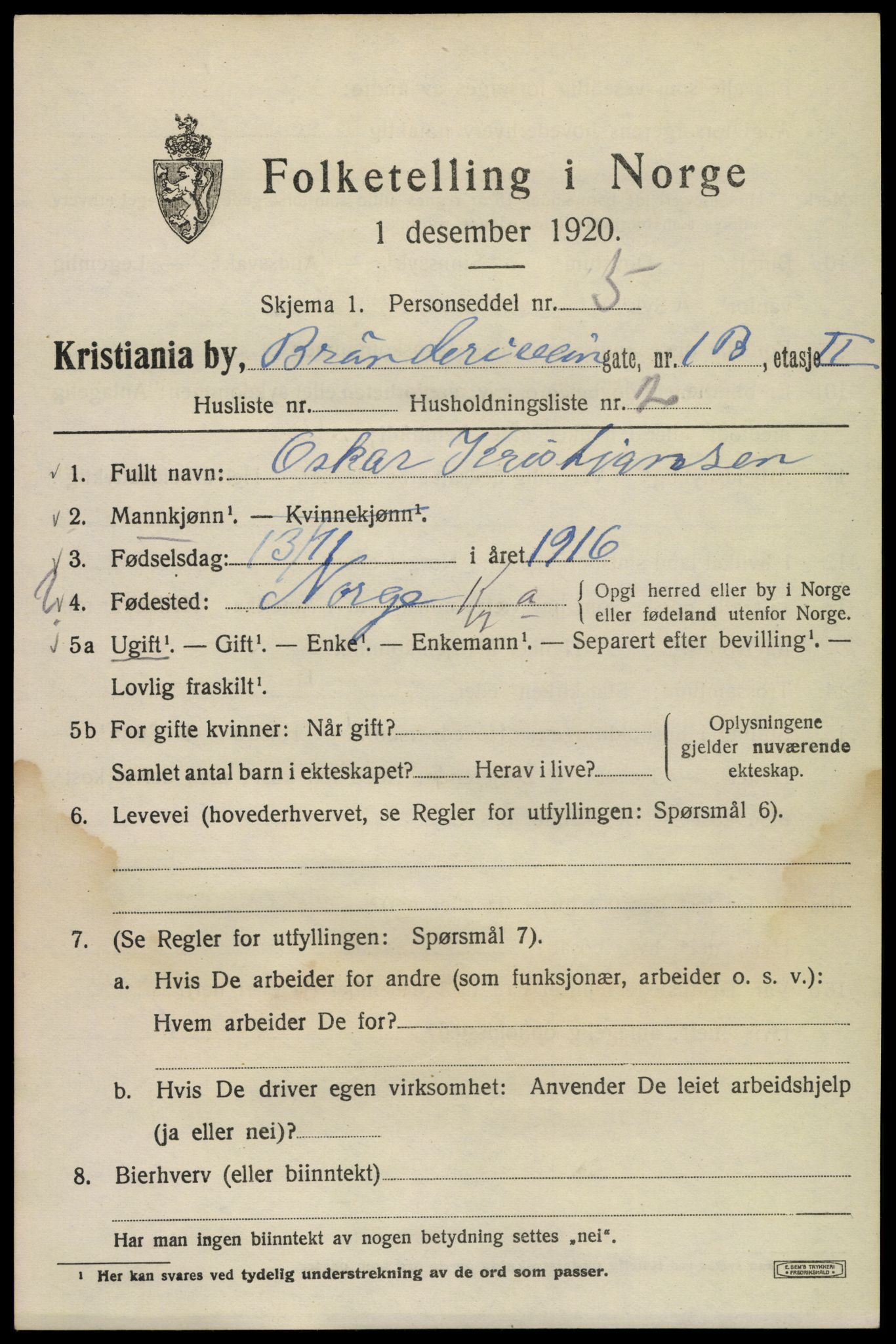 SAO, 1920 census for Kristiania, 1920, p. 175761