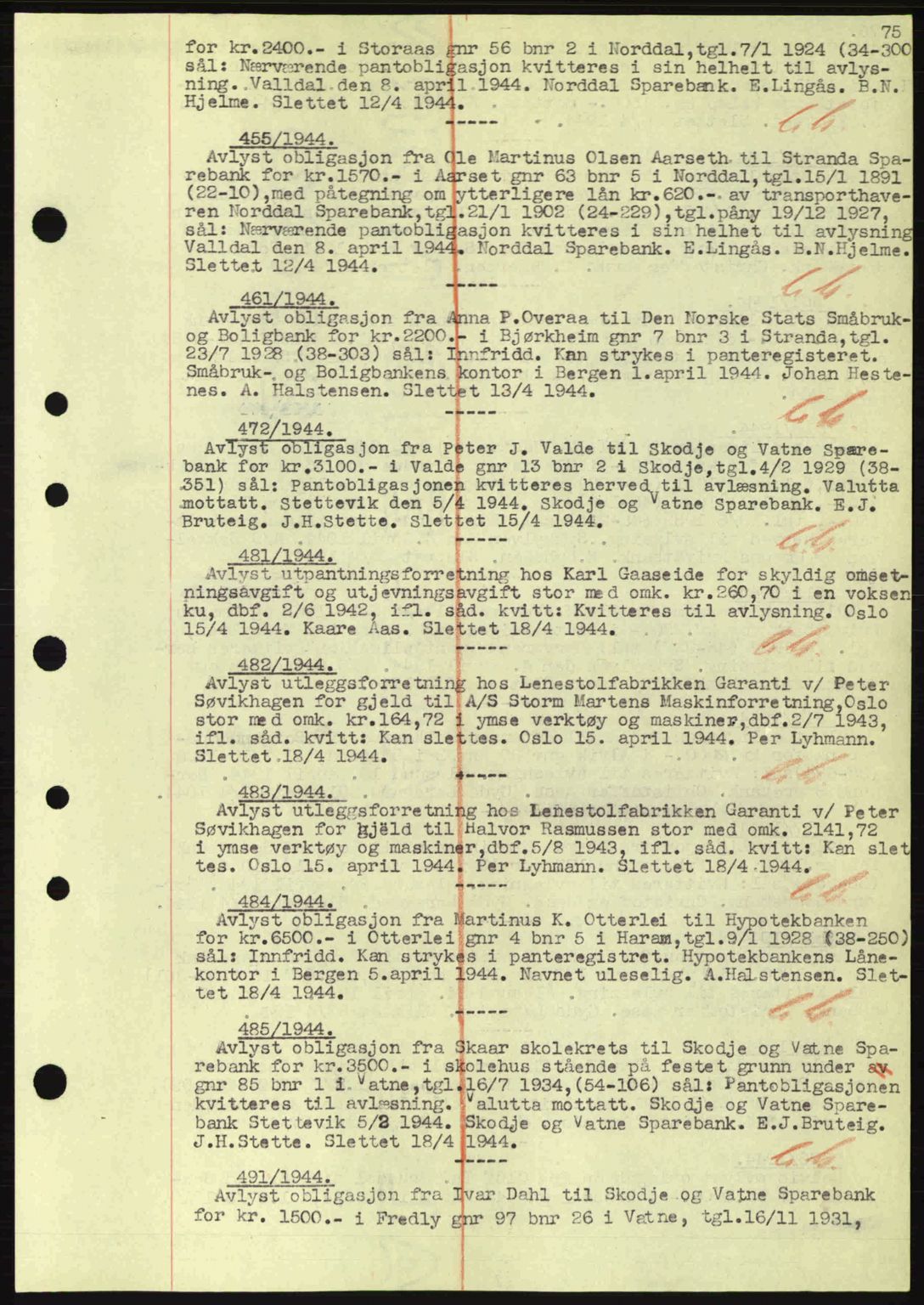 Nordre Sunnmøre sorenskriveri, SAT/A-0006/1/2/2C/2Ca: Mortgage book no. B1-6, 1938-1942, Diary no: : 455/1944