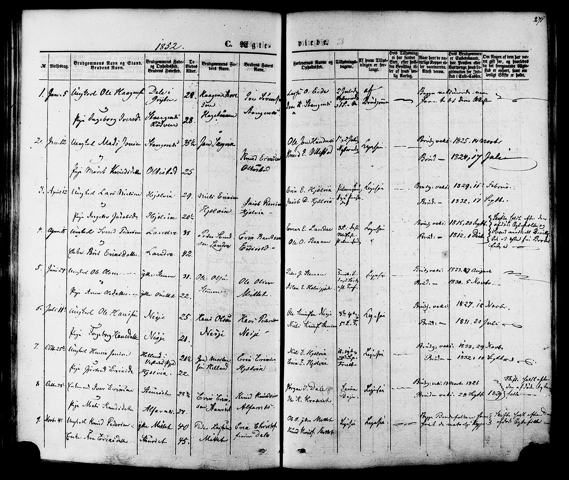 Ministerialprotokoller, klokkerbøker og fødselsregistre - Møre og Romsdal, AV/SAT-A-1454/547/L0603: Parish register (official) no. 547A05, 1846-1877, p. 271