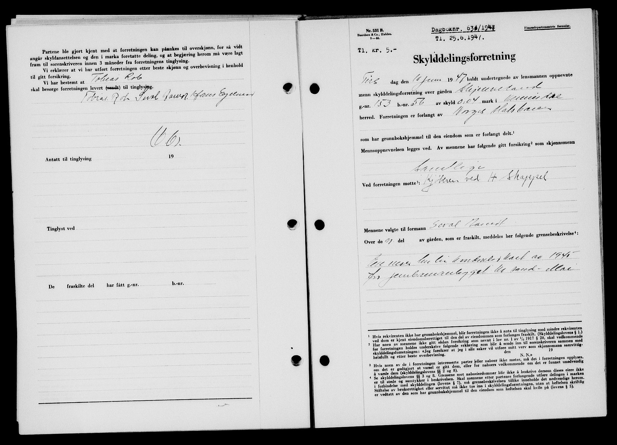 Flekkefjord sorenskriveri, SAK/1221-0001/G/Gb/Gba/L0062: Mortgage book no. A-10, 1947-1947, Diary no: : 631/1947