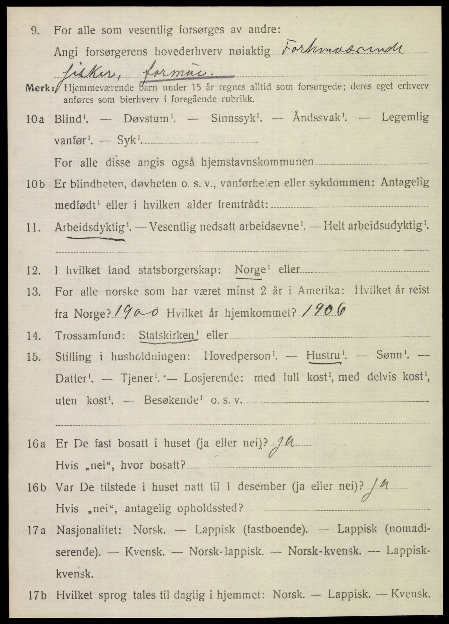 SAT, 1920 census for Brønnøy, 1920, p. 5111