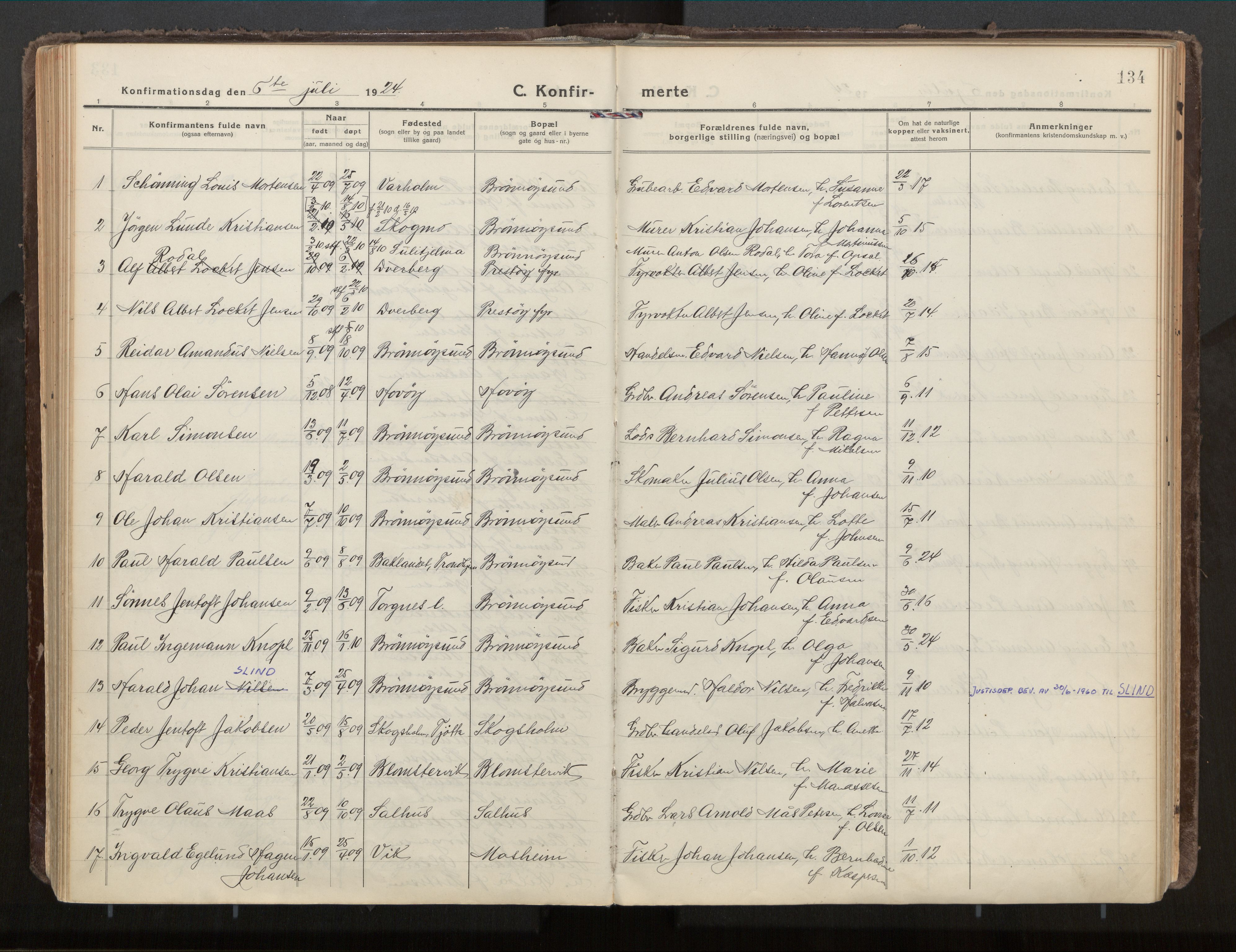 Ministerialprotokoller, klokkerbøker og fødselsregistre - Nordland, AV/SAT-A-1459/813/L0207a: Parish register (official) no. 813A18, 1919-1927, p. 134