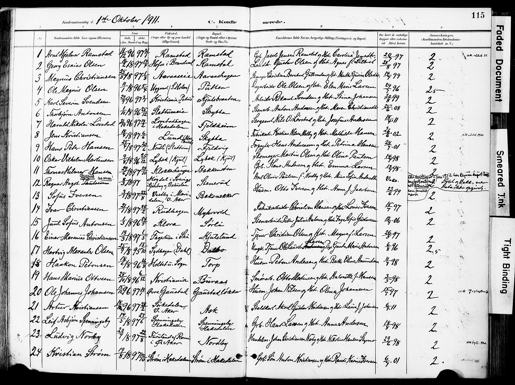 Nittedal prestekontor Kirkebøker, SAO/A-10365a/F/Fa/L0008: Parish register (official) no. I 8, 1902-1926, p. 115