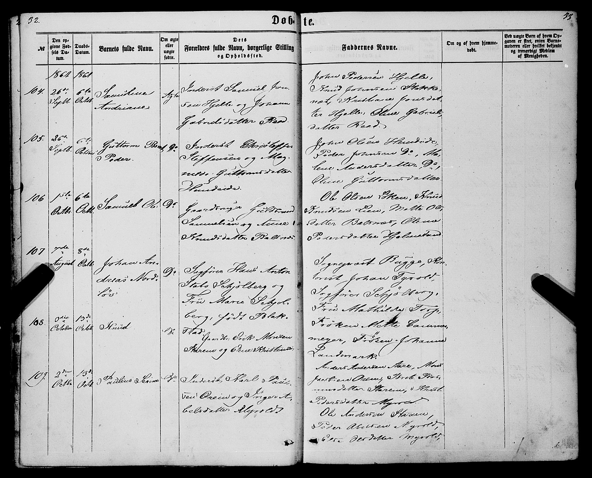 Eid sokneprestembete, AV/SAB-A-82301/H/Haa/Haaa/L0009: Parish register (official) no. A 9, 1861-1868, p. 32-33