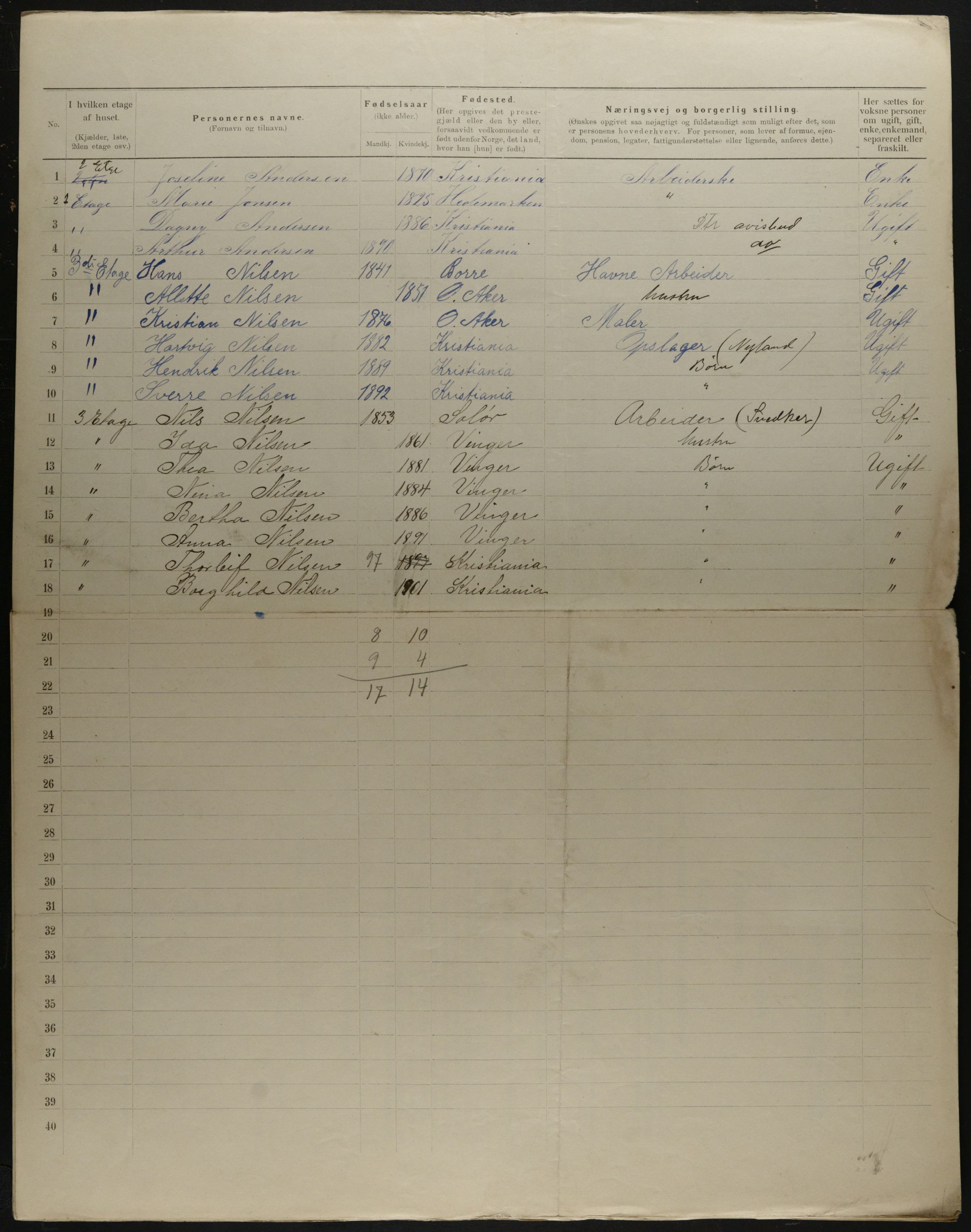 OBA, Municipal Census 1901 for Kristiania, 1901, p. 13176