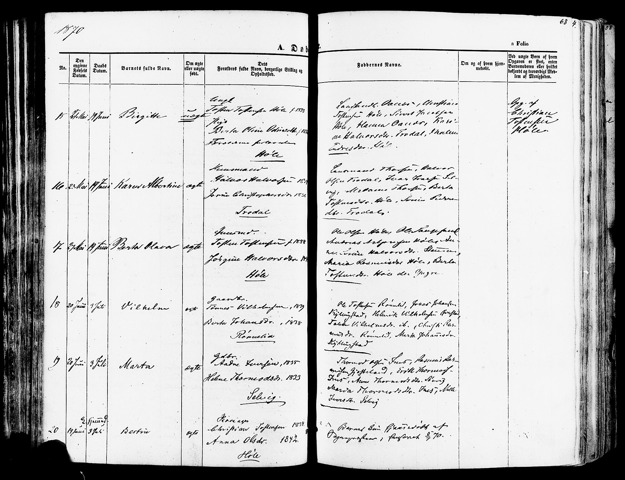 Høgsfjord sokneprestkontor, AV/SAST-A-101624/H/Ha/Haa/L0002: Parish register (official) no. A 2, 1855-1885, p. 63