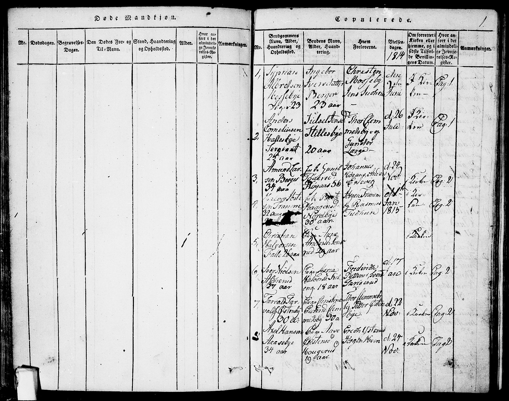 Rødenes prestekontor Kirkebøker, AV/SAO-A-2005/F/Fa/L0004: Parish register (official) no. I 4, 1814-1838, p. 1