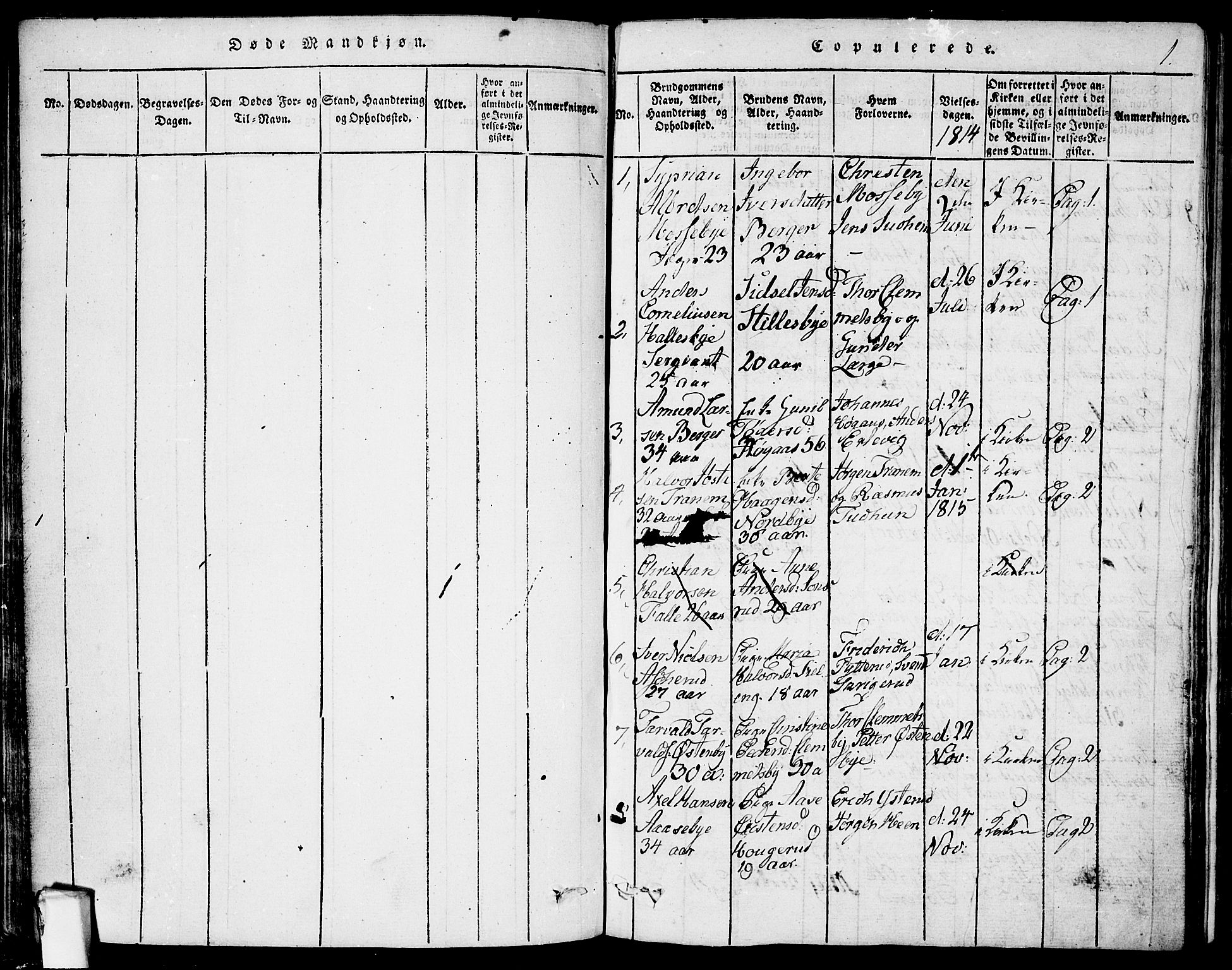 Rødenes prestekontor Kirkebøker, AV/SAO-A-2005/F/Fa/L0004: Parish register (official) no. I 4, 1814-1838, p. 1