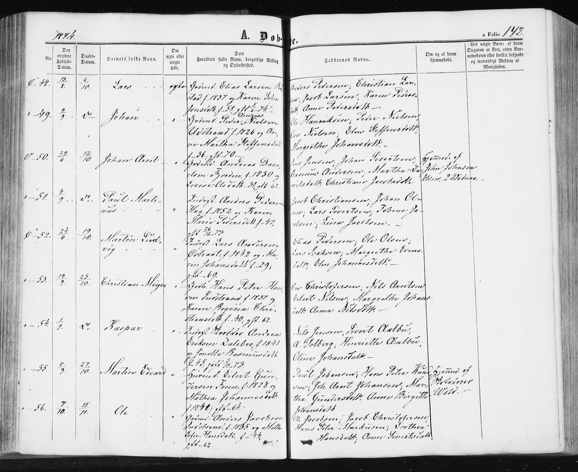 Ministerialprotokoller, klokkerbøker og fødselsregistre - Sør-Trøndelag, SAT/A-1456/659/L0737: Parish register (official) no. 659A07, 1857-1875, p. 142