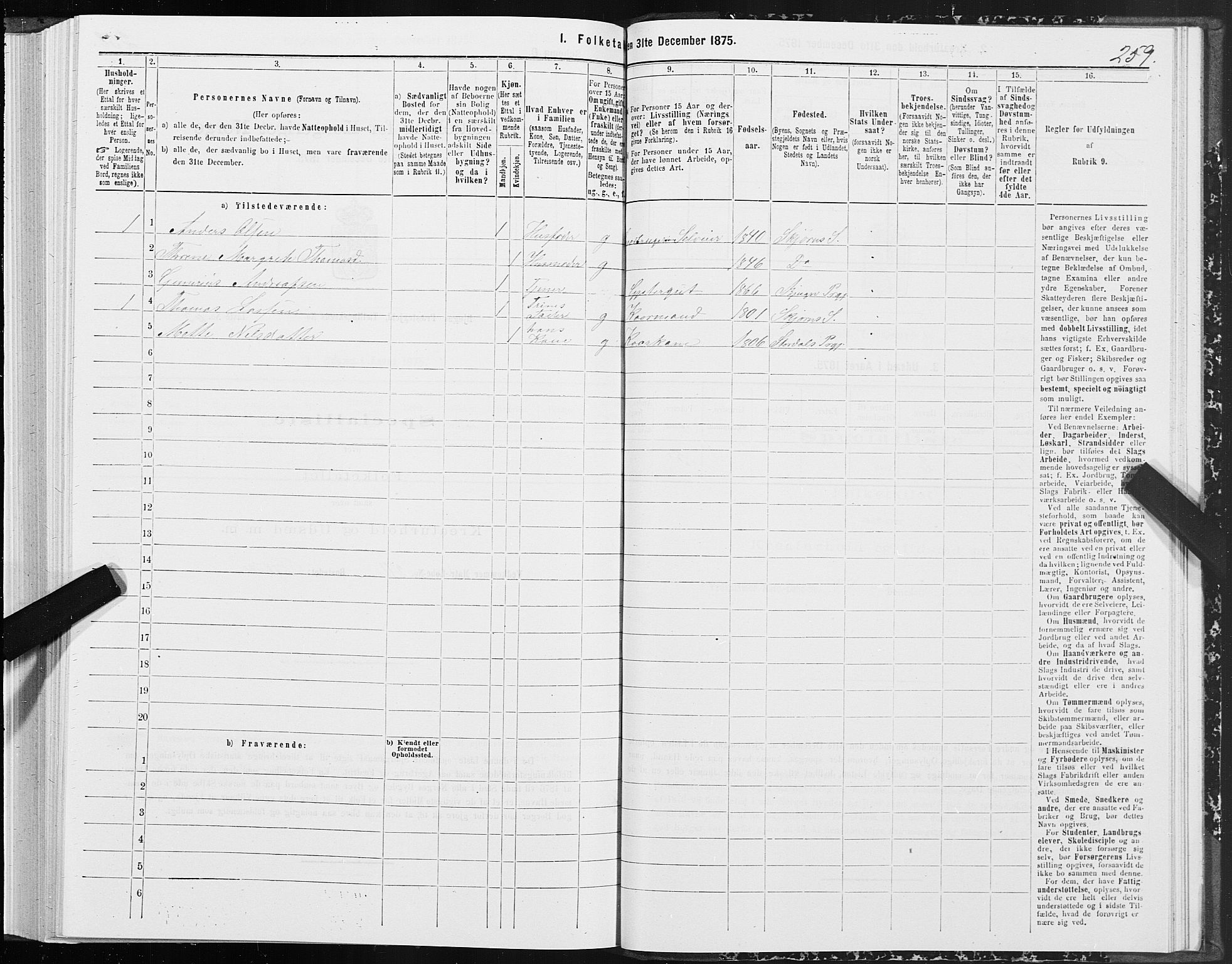 SAT, 1875 census for 1627P Bjugn, 1875, p. 4259