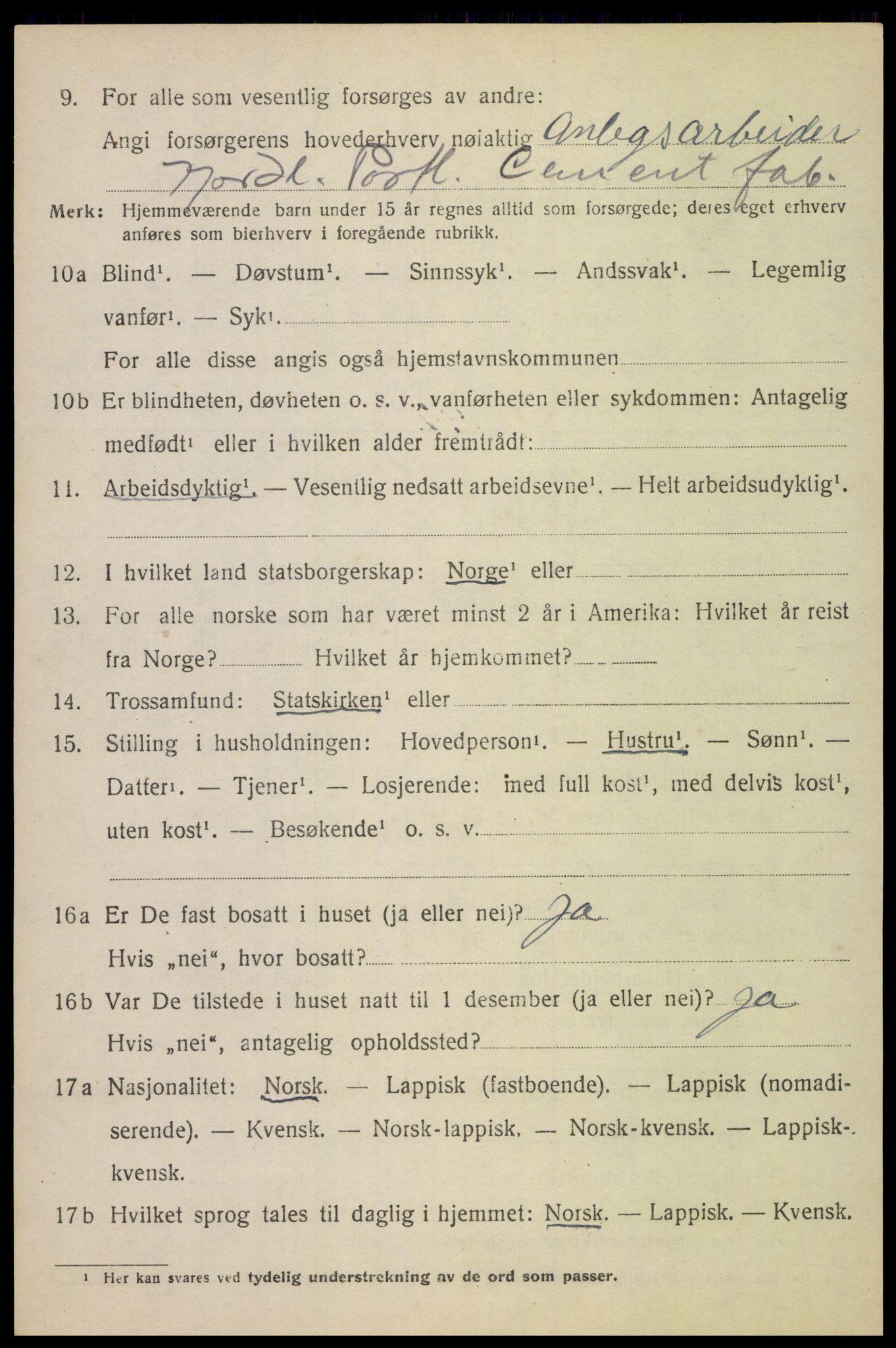 SAT, 1920 census for Tysfjord, 1920, p. 6774