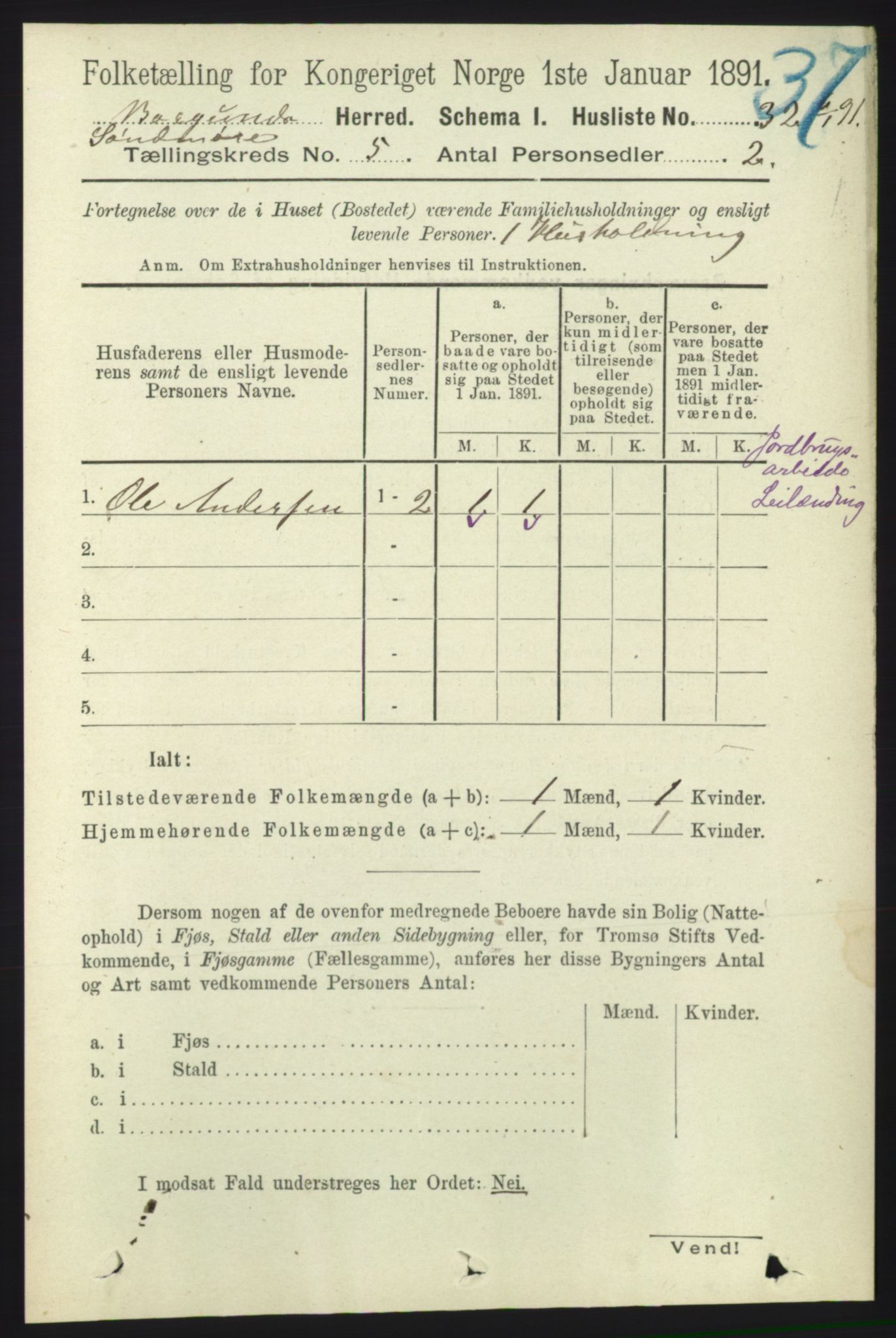 RA, 1891 census for 1531 Borgund, 1891, p. 1252