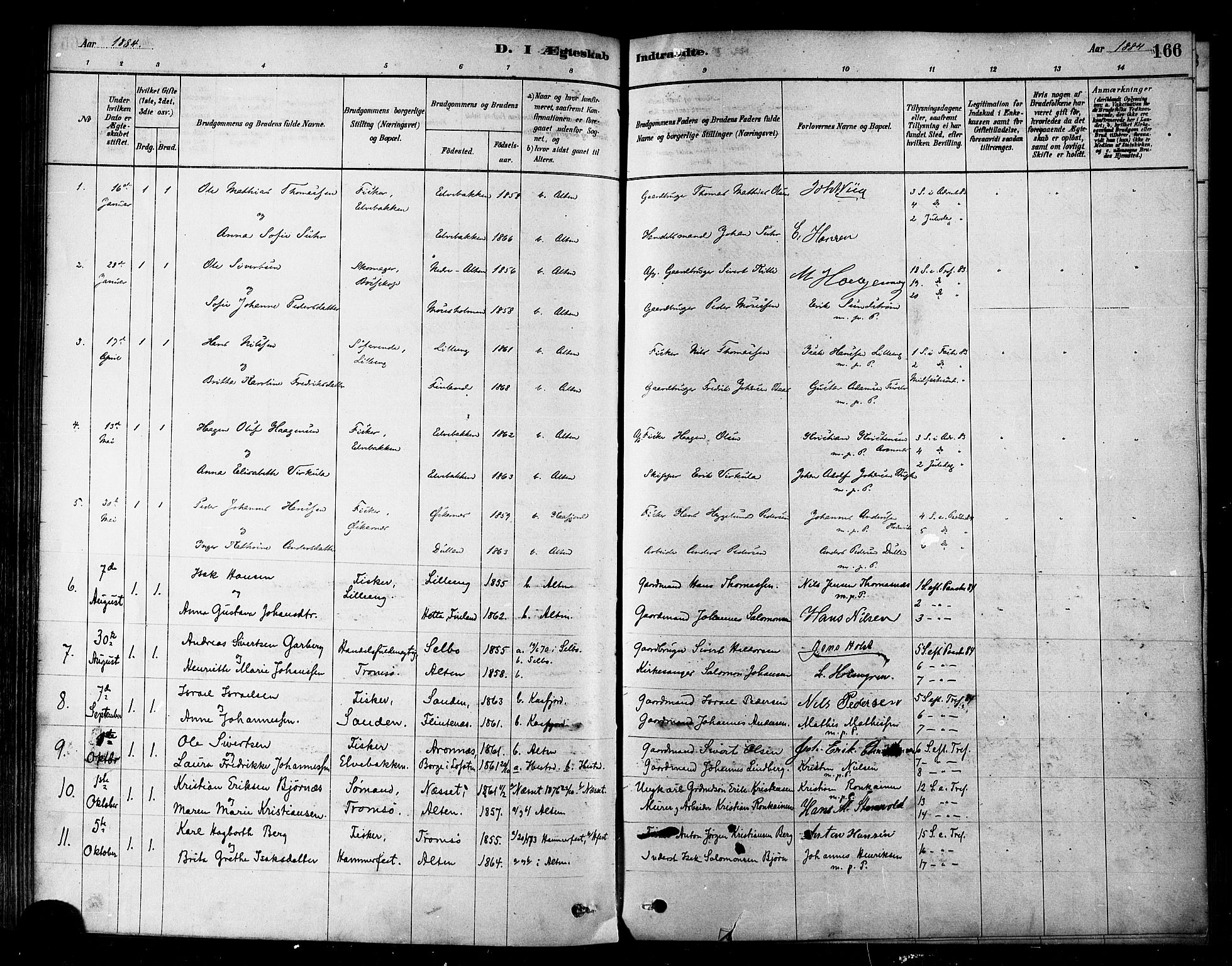 Alta sokneprestkontor, SATØ/S-1338/H/Ha/L0002.kirke: Parish register (official) no. 2, 1879-1892, p. 166