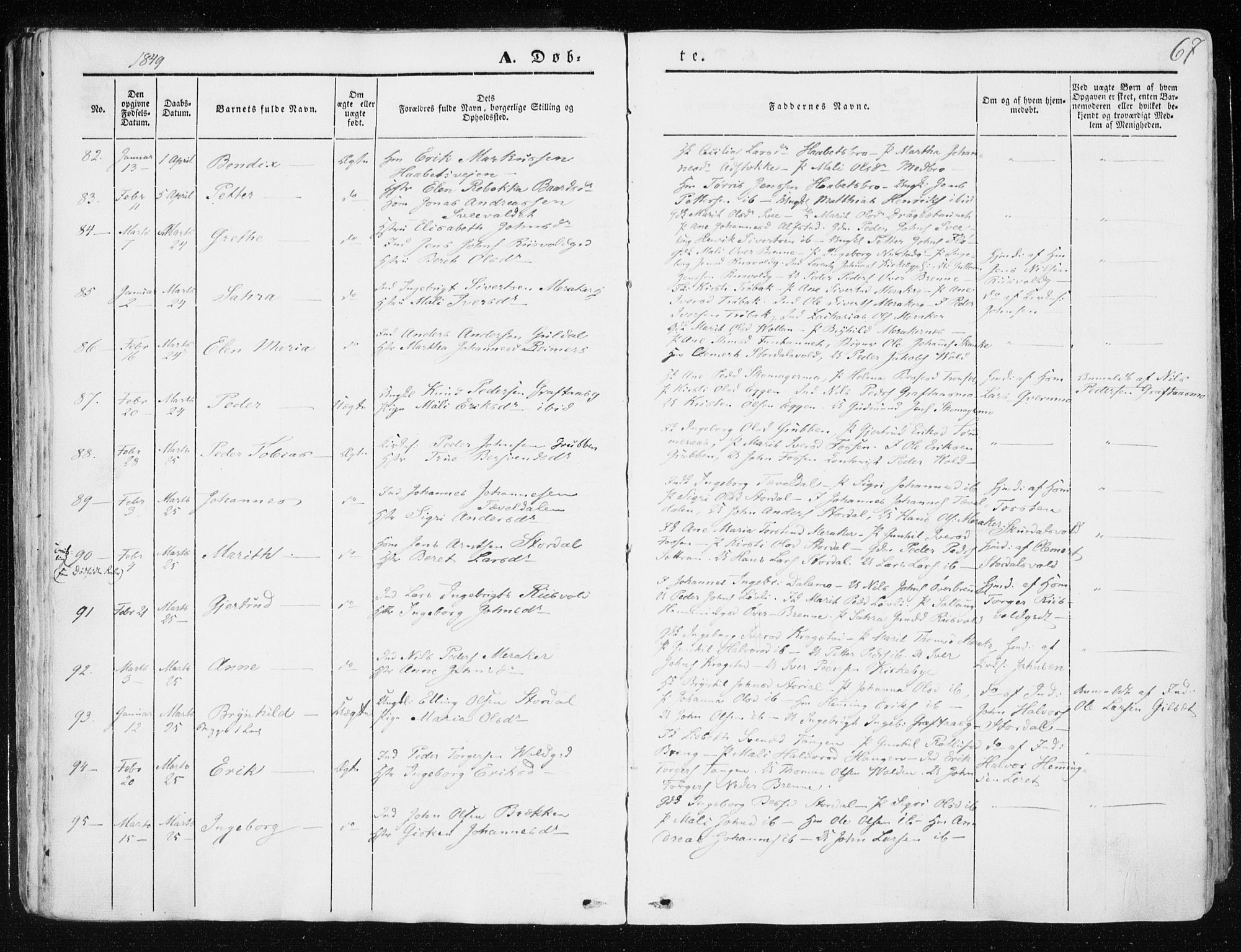 Ministerialprotokoller, klokkerbøker og fødselsregistre - Nord-Trøndelag, AV/SAT-A-1458/709/L0074: Parish register (official) no. 709A14, 1845-1858, p. 67