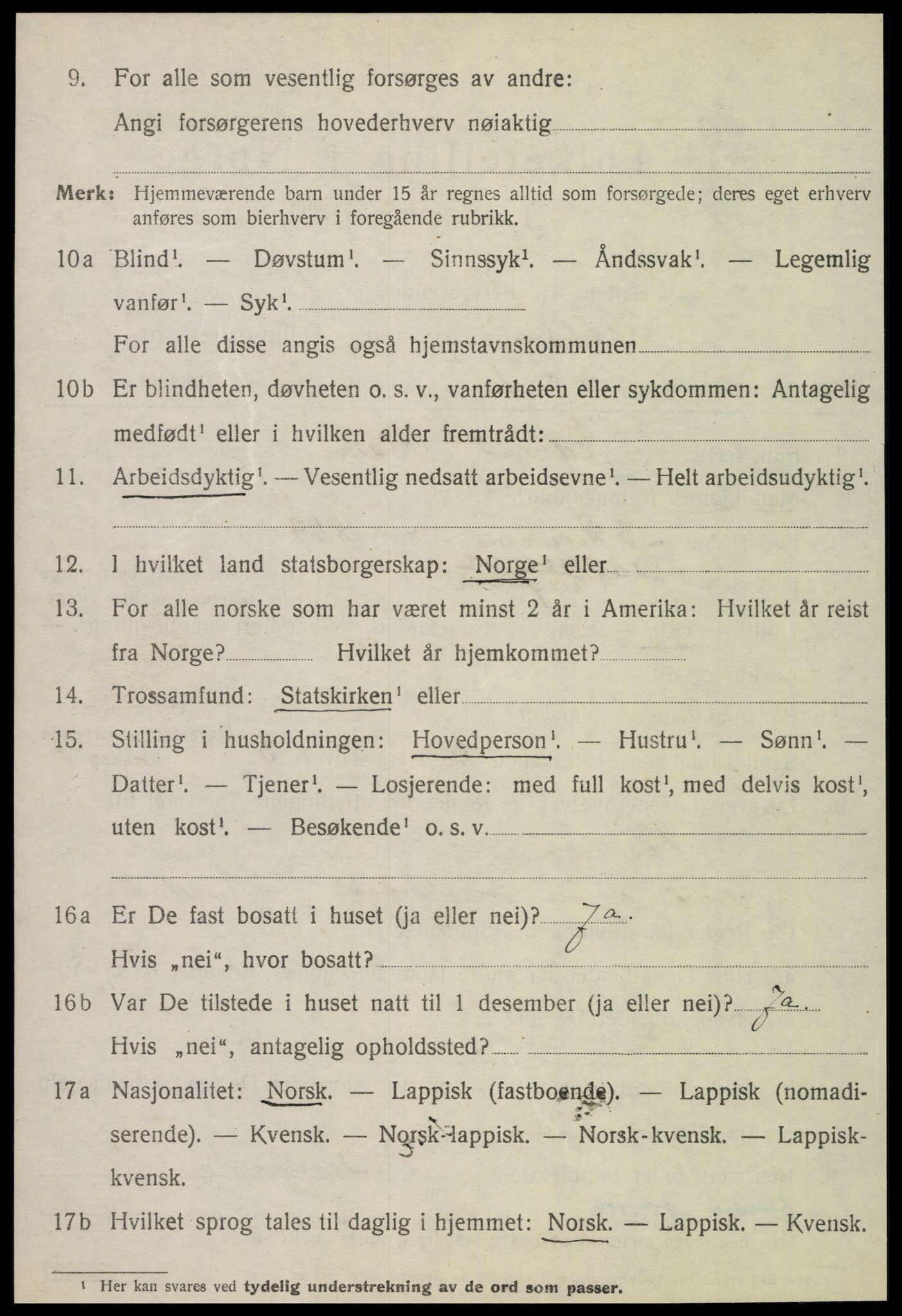 SAT, 1920 census for Flatanger, 1920, p. 3217