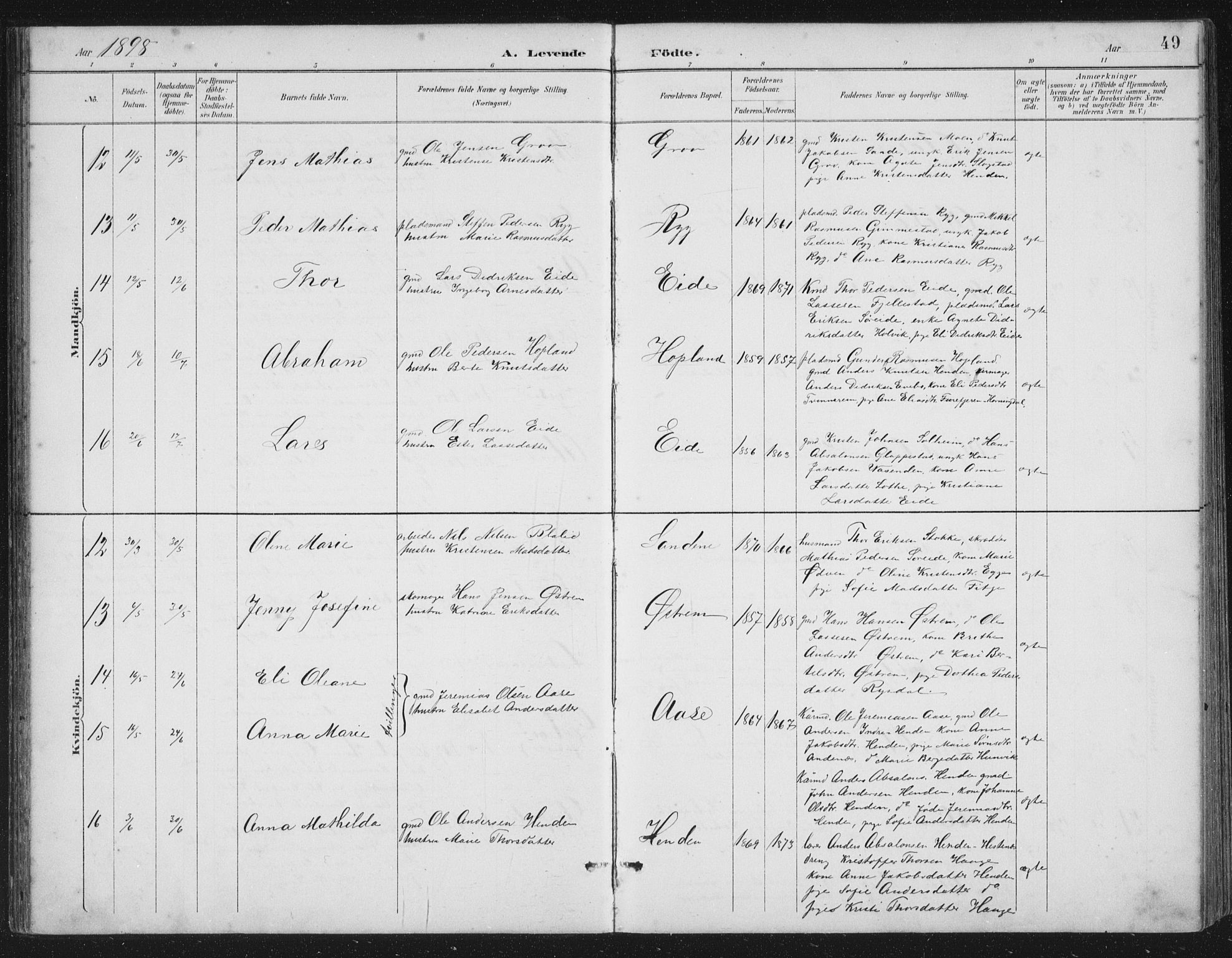 Gloppen sokneprestembete, AV/SAB-A-80101/H/Hab/Habb/L0002: Parish register (copy) no. B 2, 1889-1909, p. 49