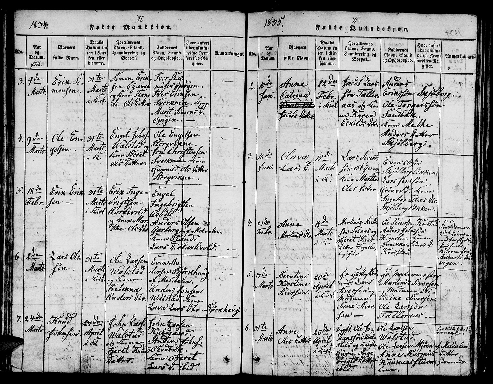 Ministerialprotokoller, klokkerbøker og fødselsregistre - Sør-Trøndelag, SAT/A-1456/671/L0842: Parish register (copy) no. 671C01, 1816-1867, p. 70-71