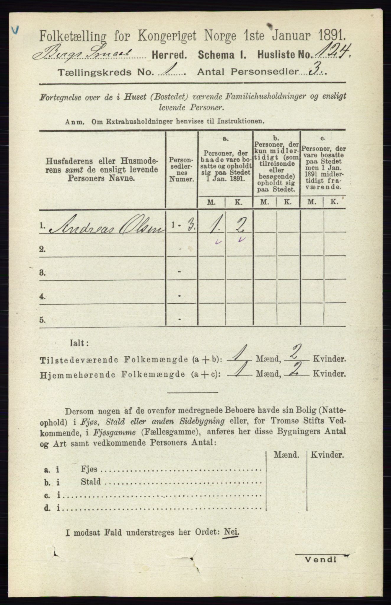 RA, 1891 census for 0116 Berg, 1891, p. 154