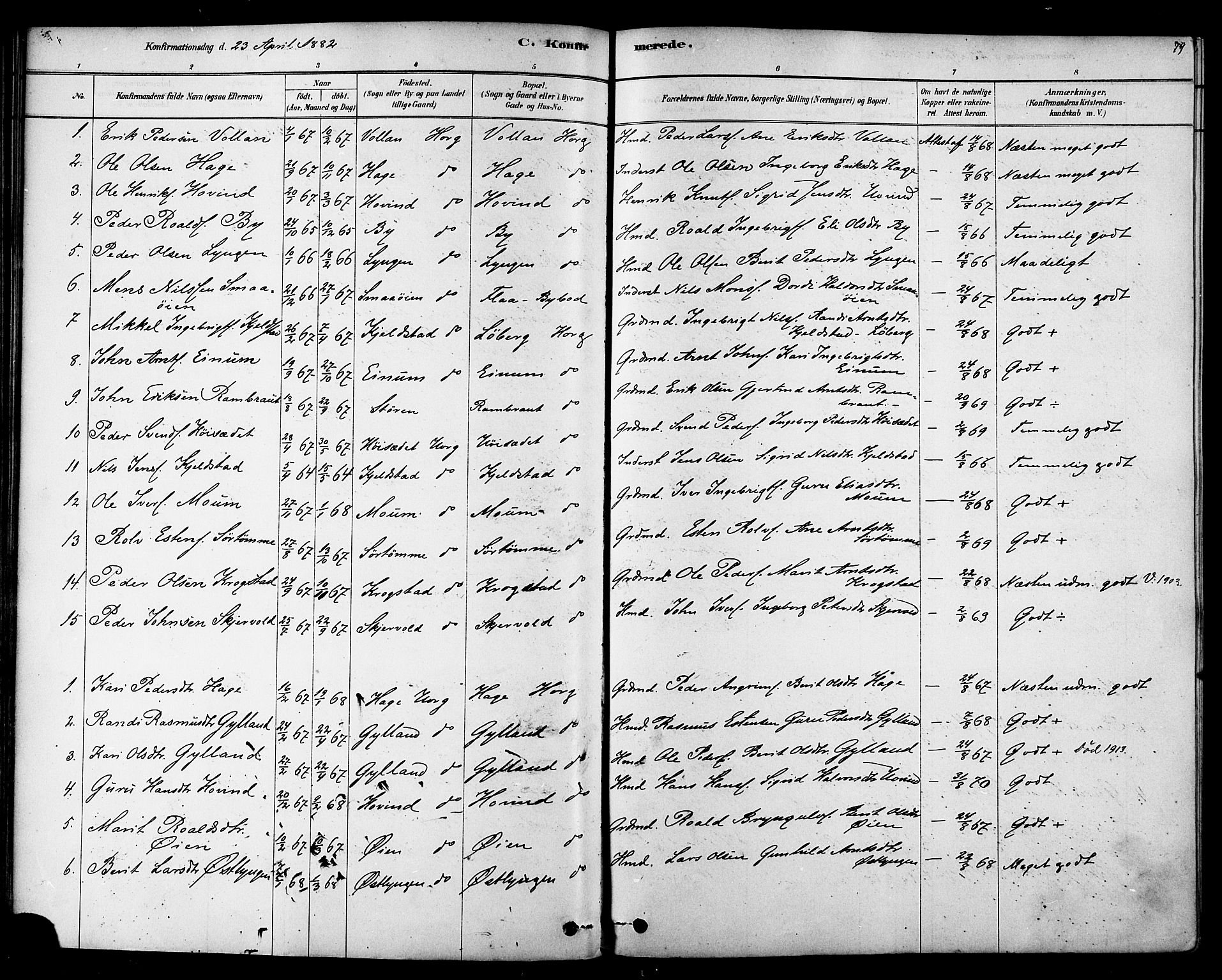 Ministerialprotokoller, klokkerbøker og fødselsregistre - Sør-Trøndelag, AV/SAT-A-1456/692/L1105: Parish register (official) no. 692A05, 1878-1890, p. 79