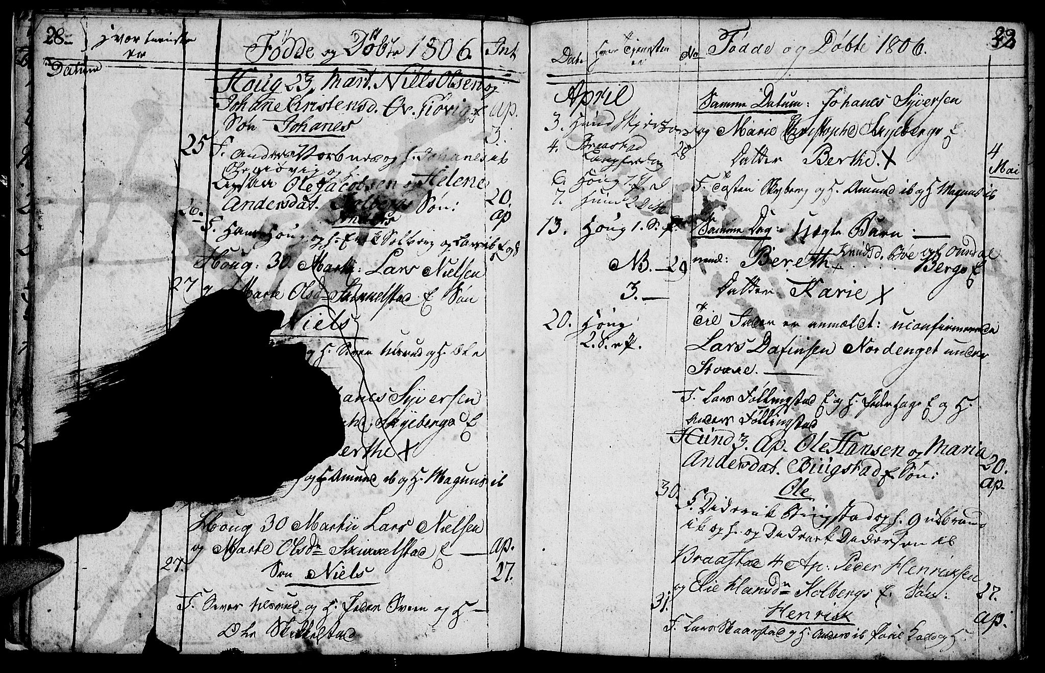 Vardal prestekontor, AV/SAH-PREST-100/H/Ha/Hab/L0003: Parish register (copy) no. 3, 1803-1808, p. 28-29