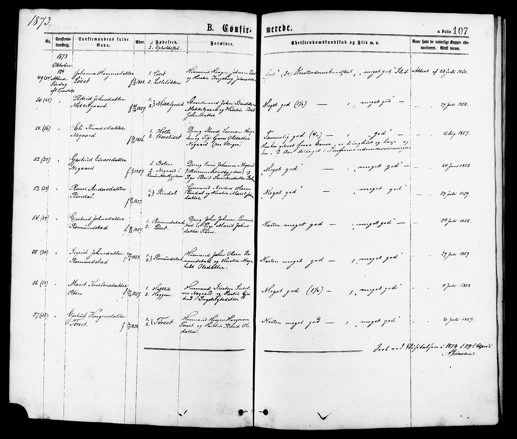 Ministerialprotokoller, klokkerbøker og fødselsregistre - Møre og Romsdal, AV/SAT-A-1454/598/L1068: Parish register (official) no. 598A02, 1872-1881, p. 107