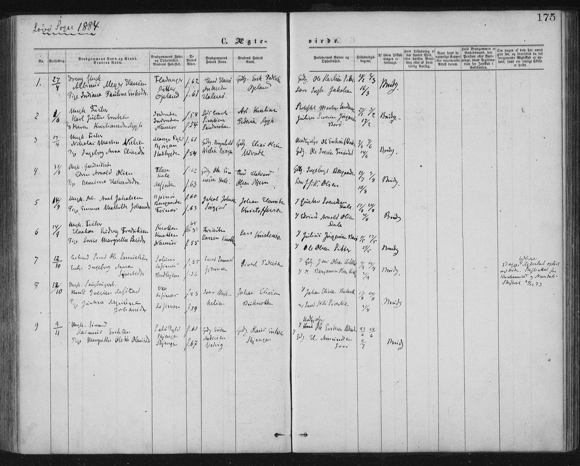 Ministerialprotokoller, klokkerbøker og fødselsregistre - Nord-Trøndelag, AV/SAT-A-1458/771/L0596: Parish register (official) no. 771A03, 1870-1884, p. 175