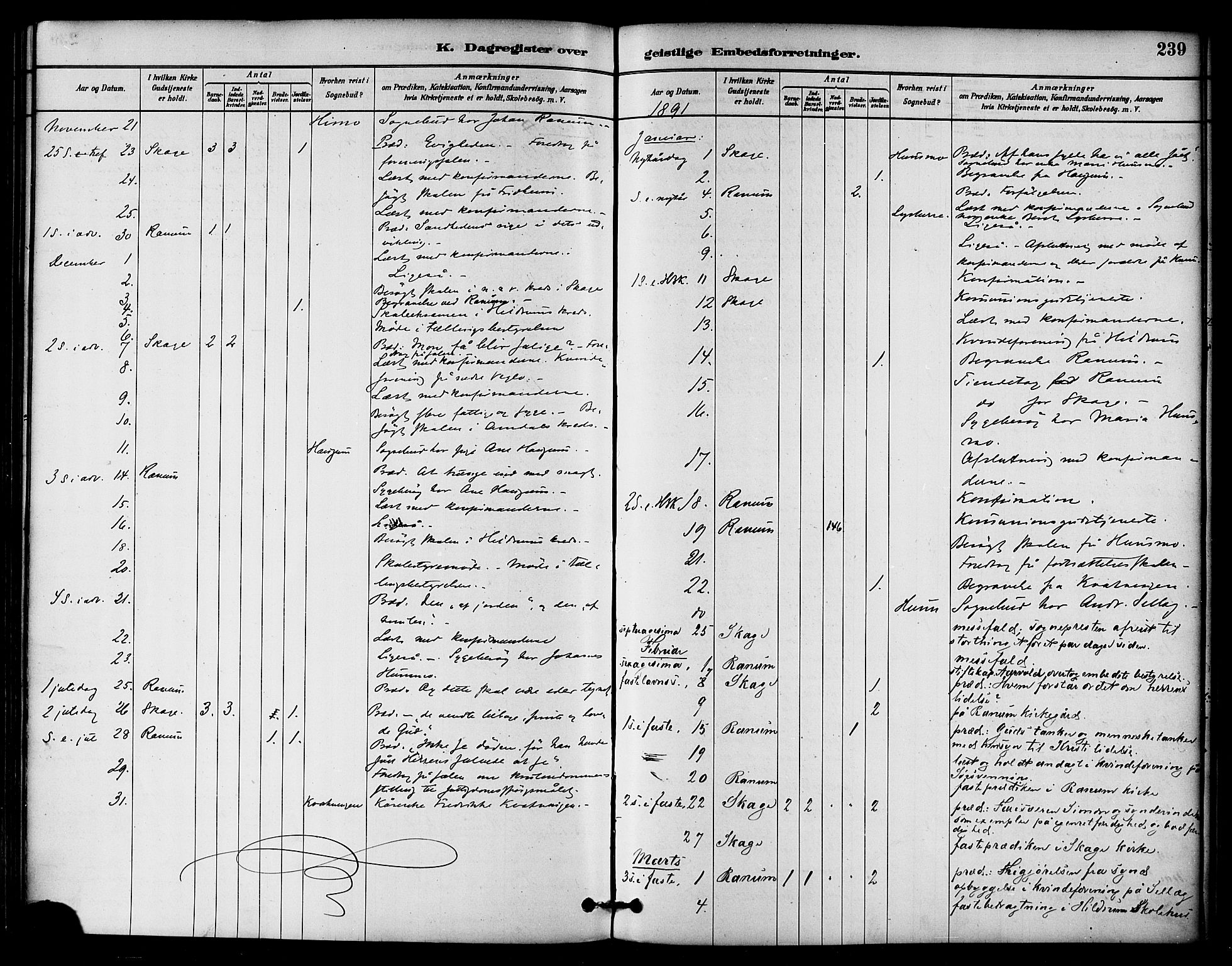 Ministerialprotokoller, klokkerbøker og fødselsregistre - Nord-Trøndelag, SAT/A-1458/764/L0555: Parish register (official) no. 764A10, 1881-1896, p. 239