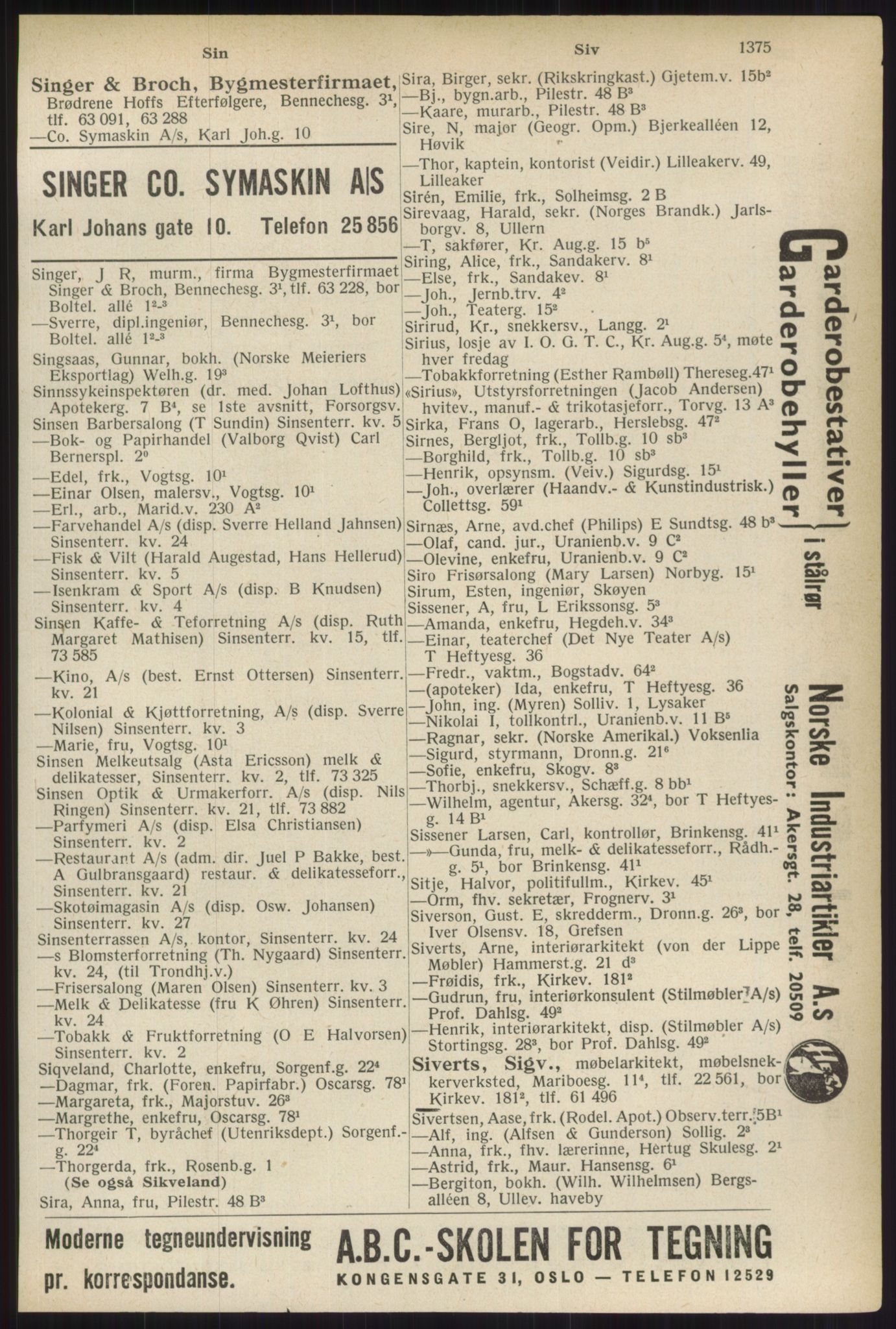 Kristiania/Oslo adressebok, PUBL/-, 1937, p. 1375