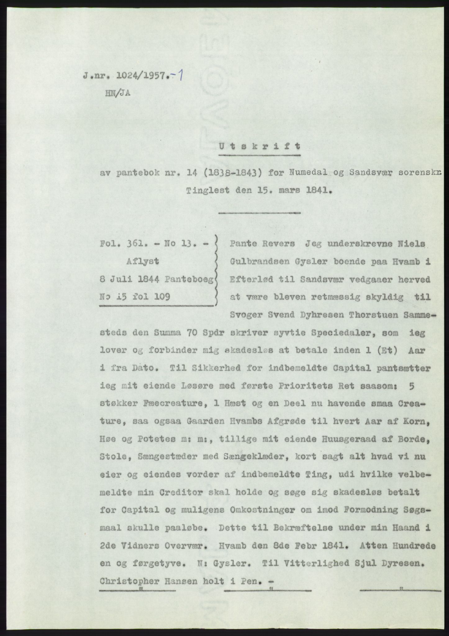 Statsarkivet i Kongsberg, SAKO/A-0001, 1957, p. 257