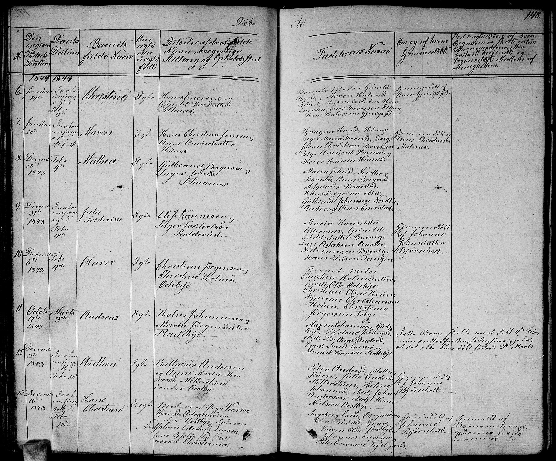 Enebakk prestekontor Kirkebøker, SAO/A-10171c/G/Ga/L0003: Parish register (copy) no. I 3, 1833-1849, p. 148