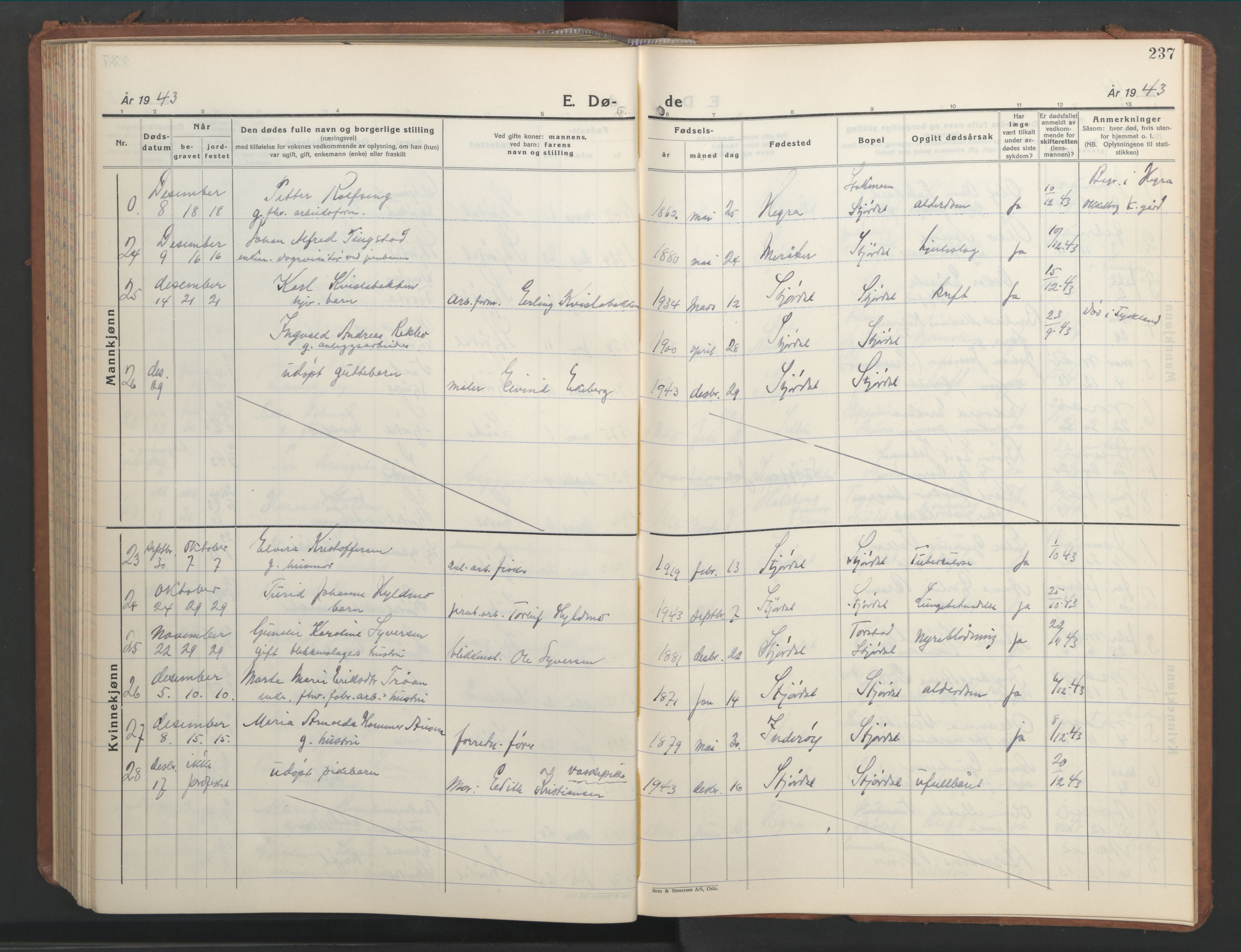 Ministerialprotokoller, klokkerbøker og fødselsregistre - Nord-Trøndelag, AV/SAT-A-1458/709/L0089: Parish register (copy) no. 709C03, 1935-1948, p. 237