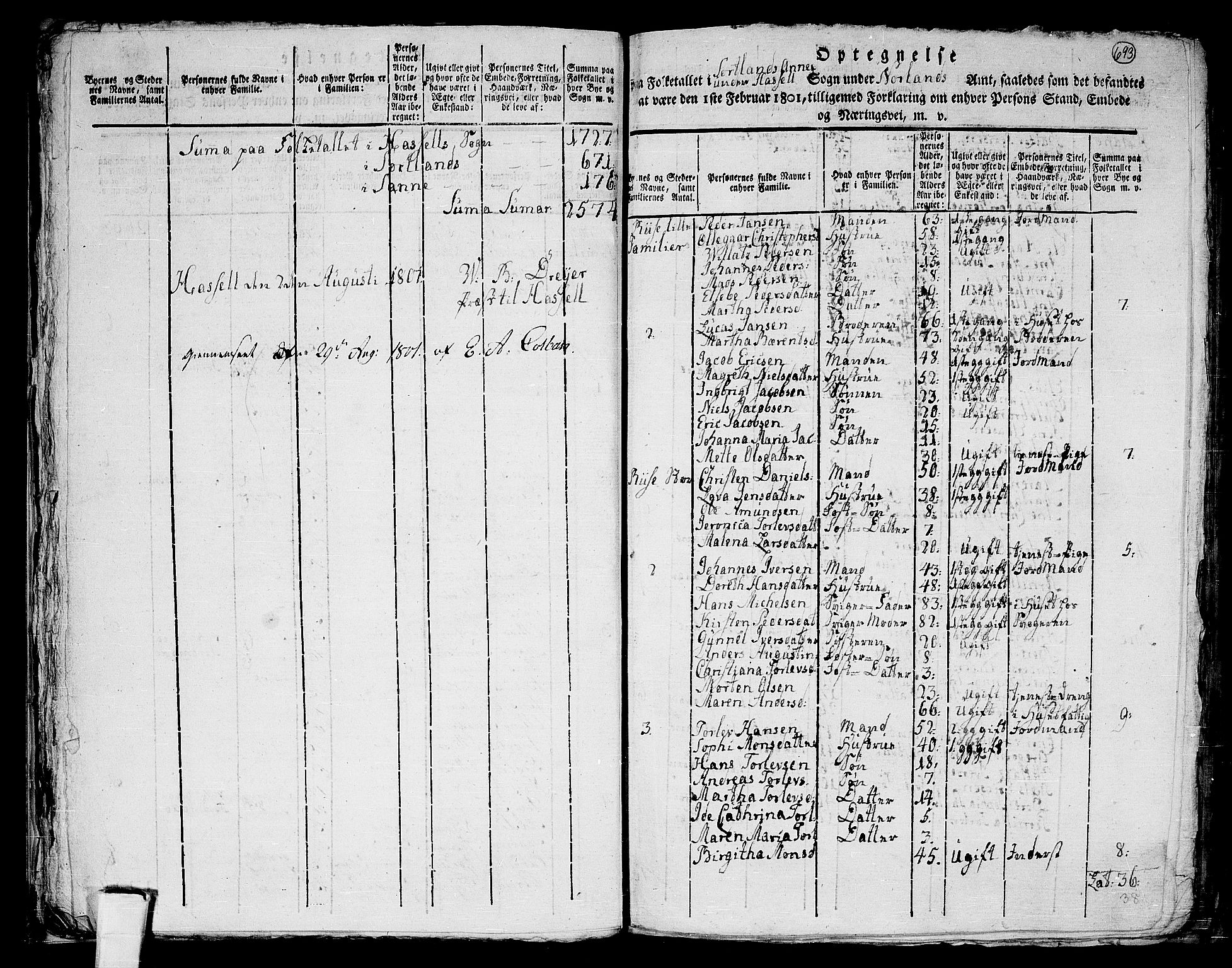 RA, 1801 census for 1866P Hadsel, 1801, p. 692b-693a