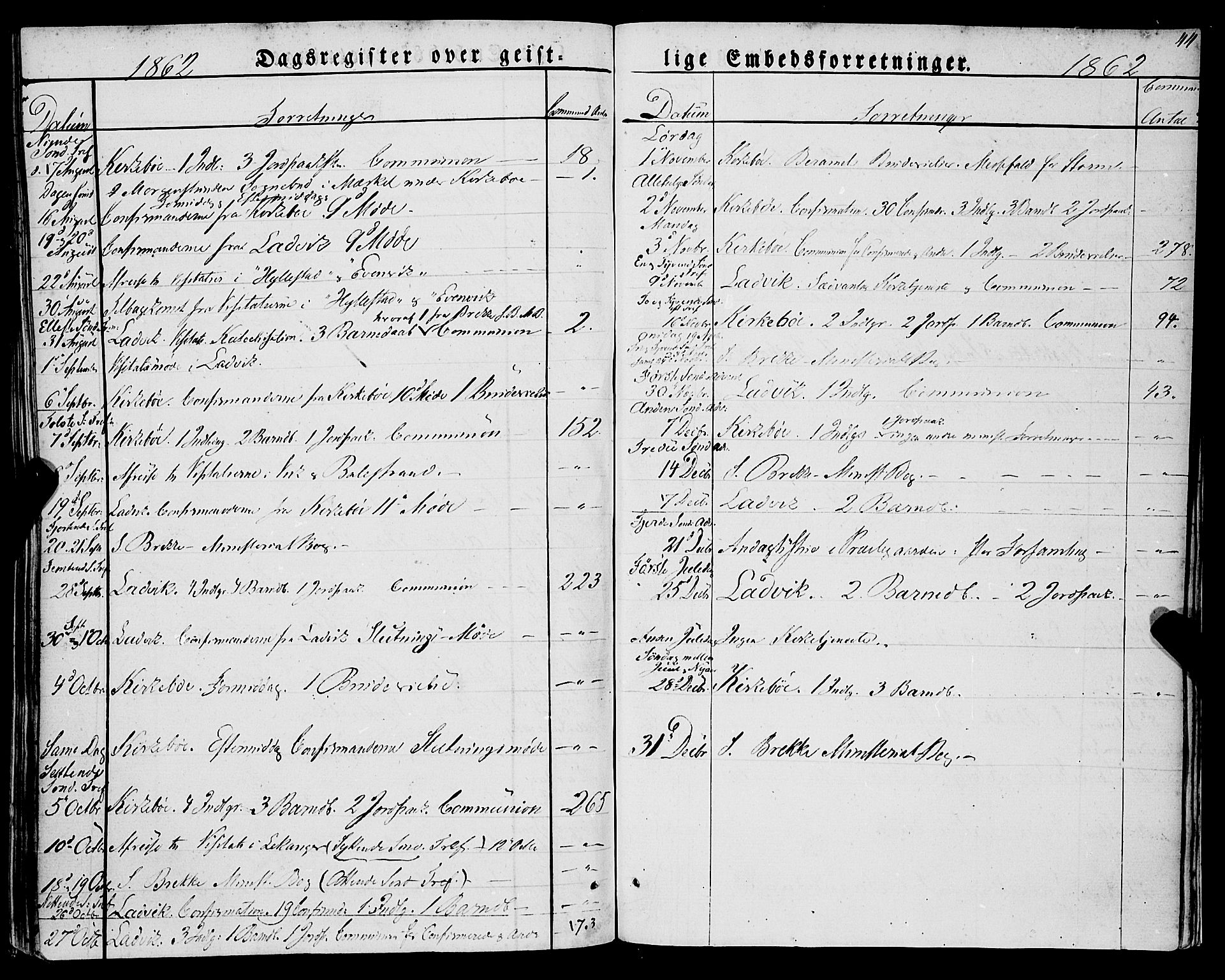 Lavik sokneprestembete, SAB/A-80901: Parish register (official) no. A 3, 1843-1863, p. 44