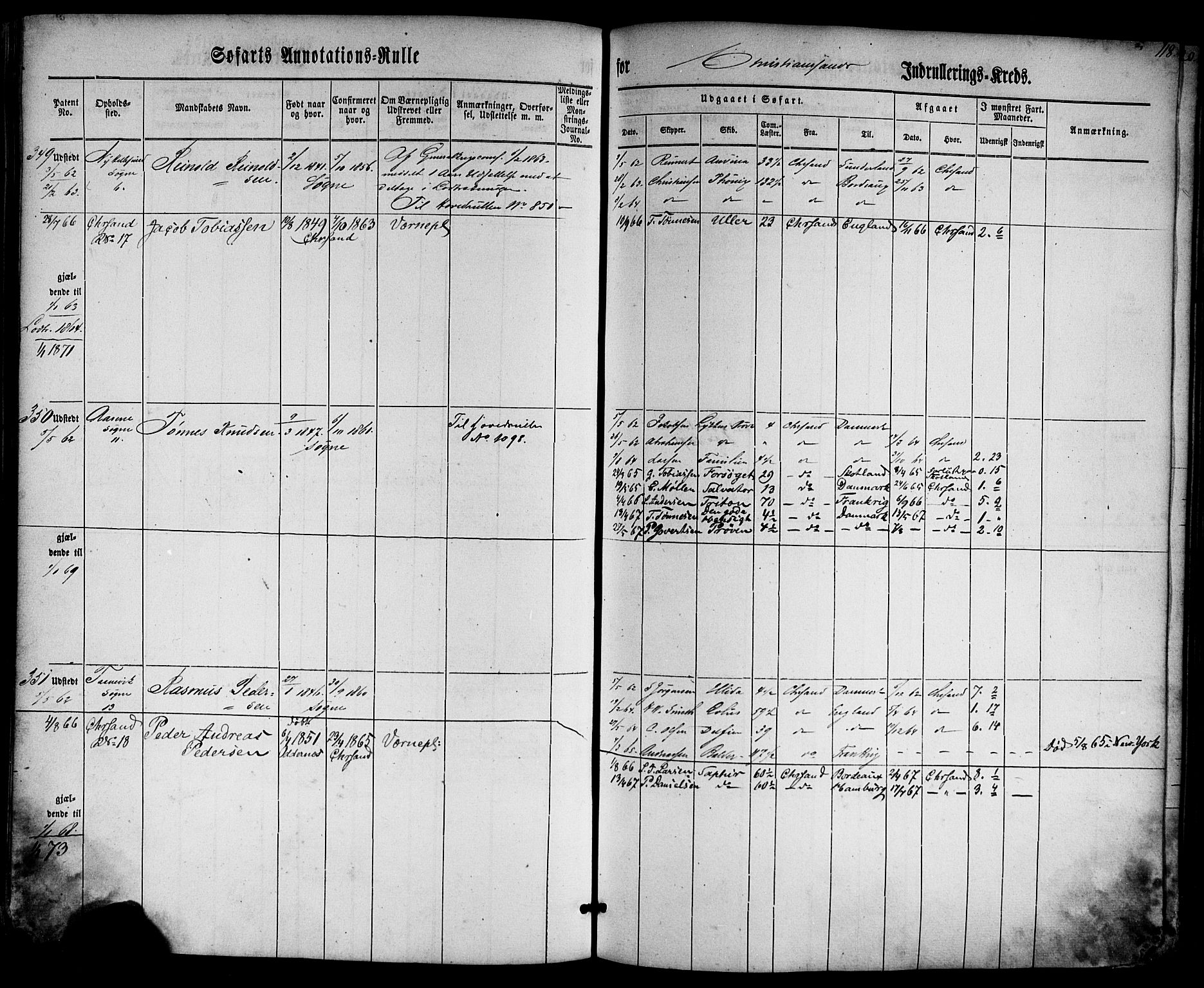 Kristiansand mønstringskrets, SAK/2031-0015/F/Fa/L0004: Annotasjonsrulle nr 1-507b med register, I-2, 1860-1865, p. 137