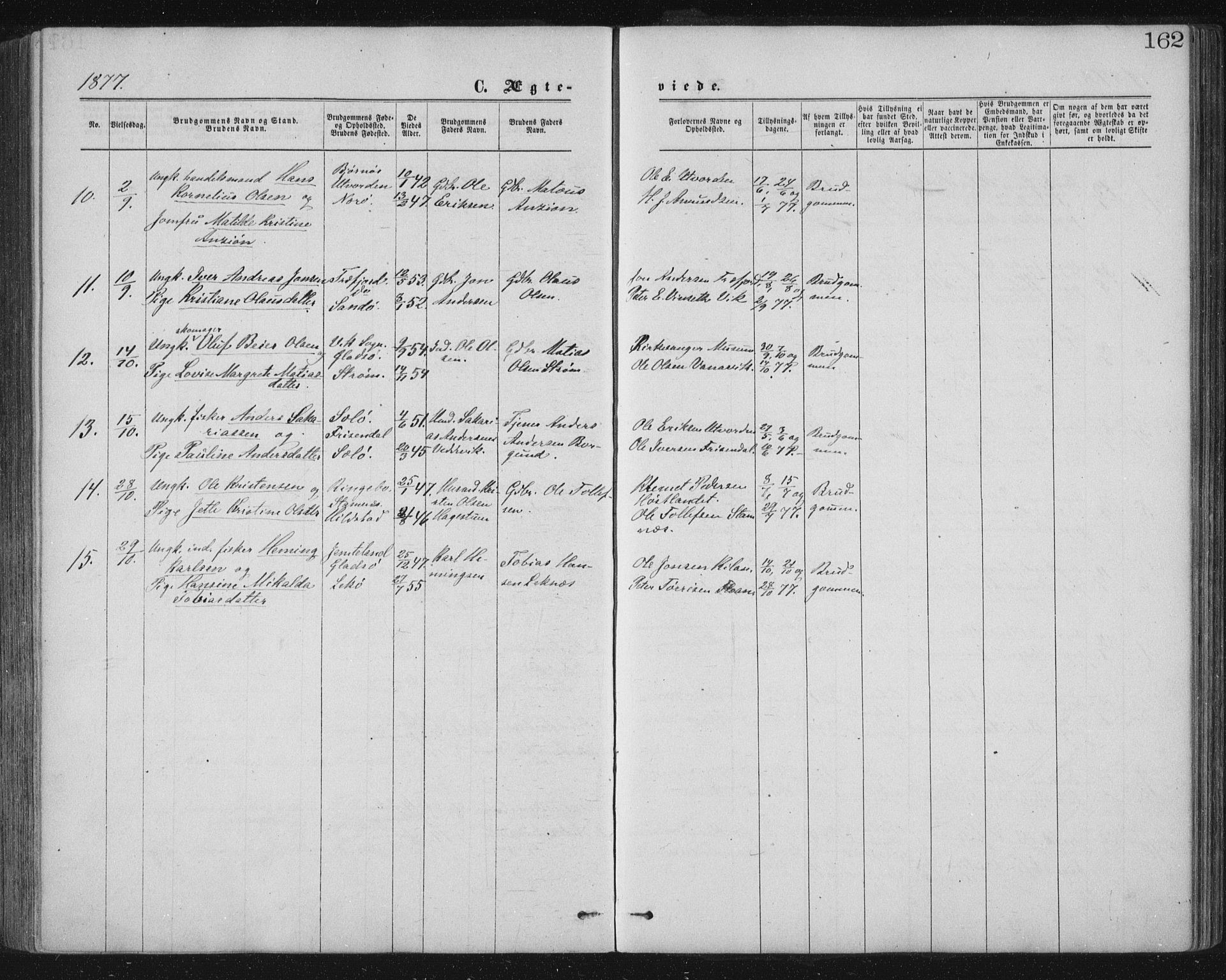 Ministerialprotokoller, klokkerbøker og fødselsregistre - Nord-Trøndelag, SAT/A-1458/771/L0596: Parish register (official) no. 771A03, 1870-1884, p. 162