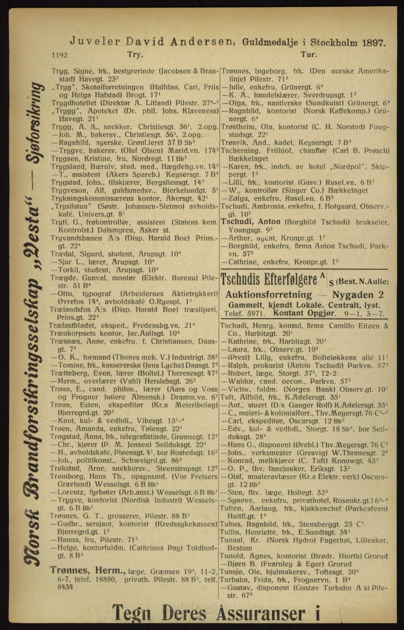 Kristiania/Oslo adressebok, PUBL/-, 1916, p. 1192