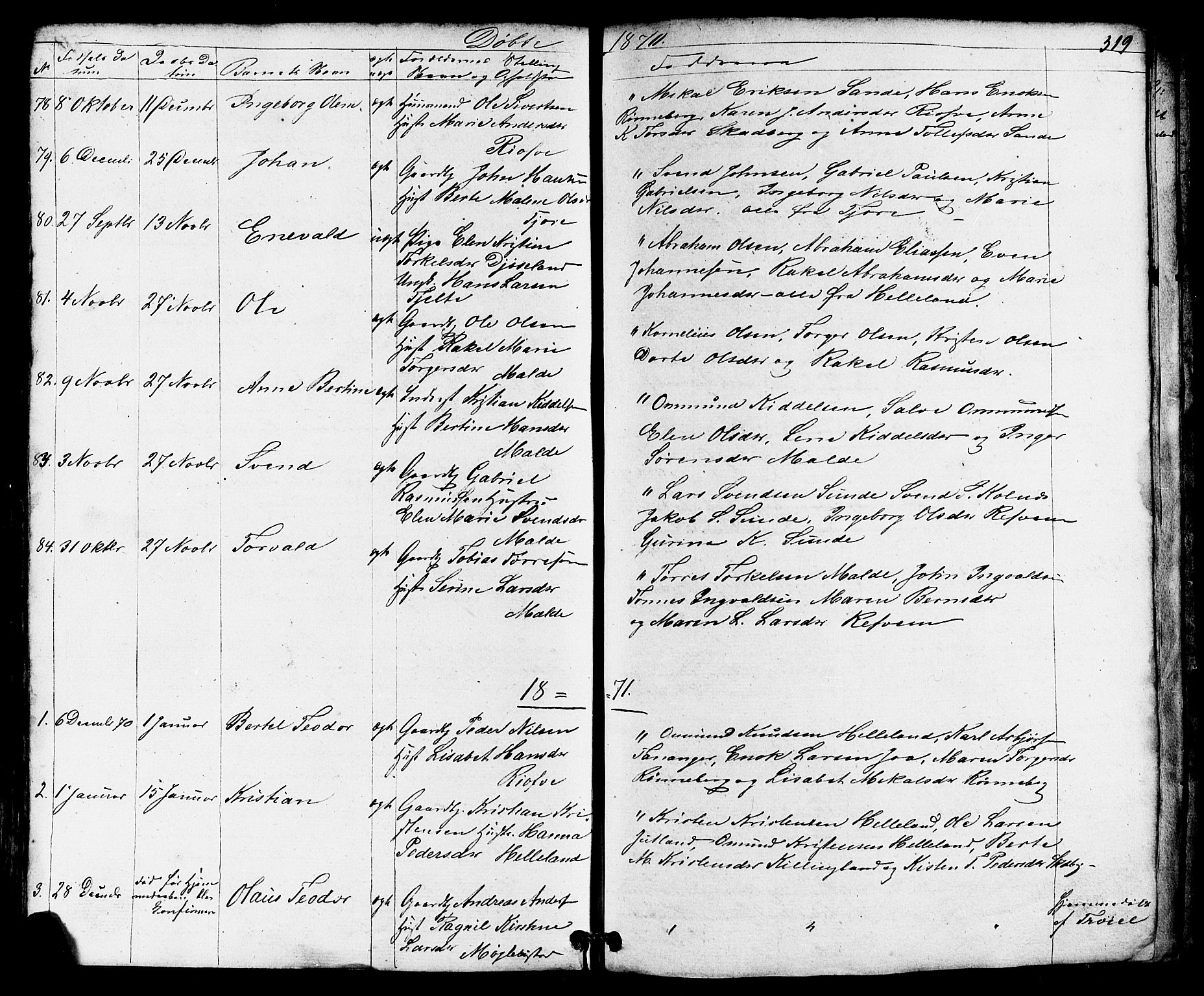Håland sokneprestkontor, SAST/A-101802/001/30BB/L0002: Parish register (copy) no. B 2, 1845-1872, p. 319