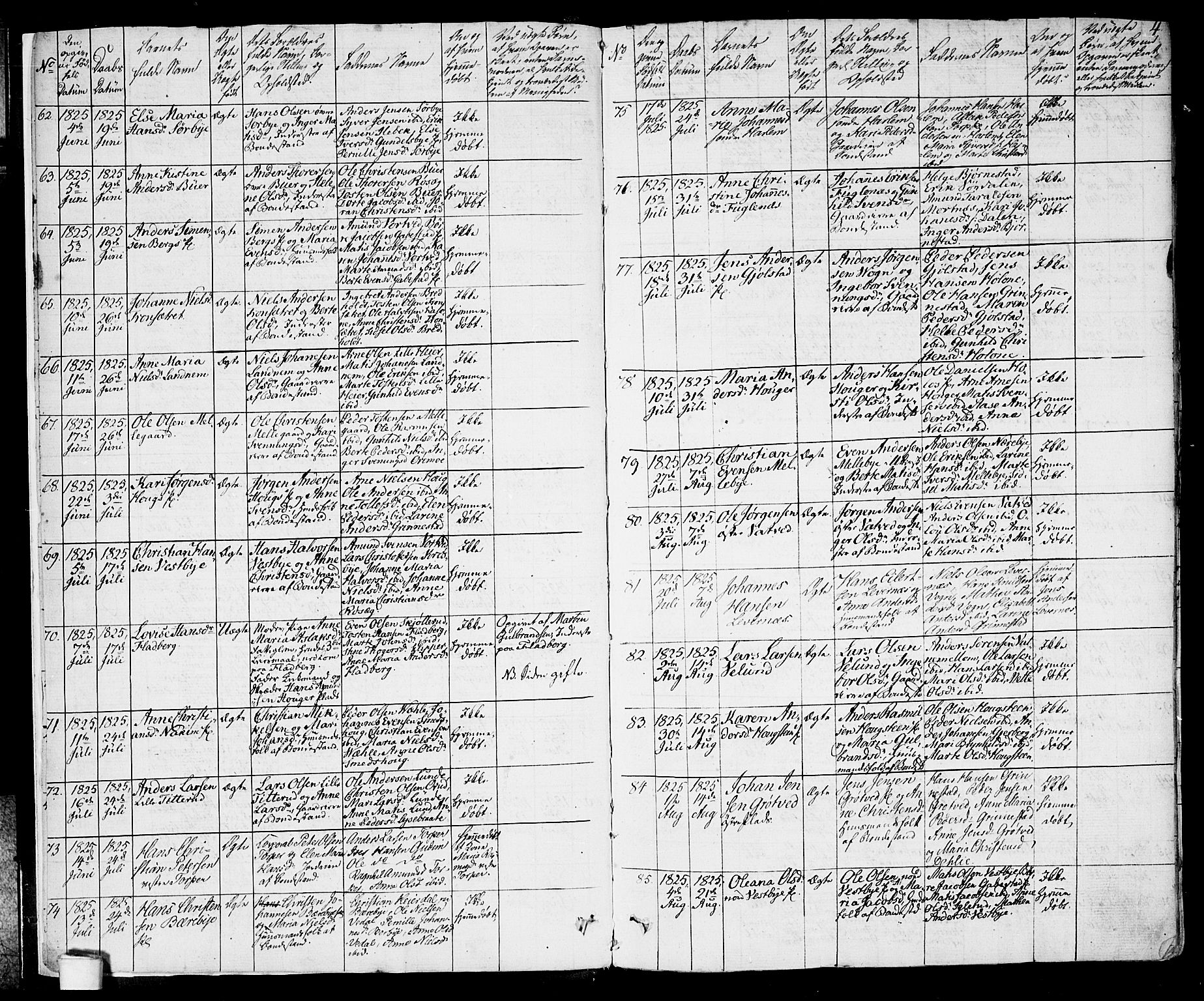 Rakkestad prestekontor Kirkebøker, SAO/A-2008/F/Fa/L0007: Parish register (official) no. I 7, 1825-1841, p. 4