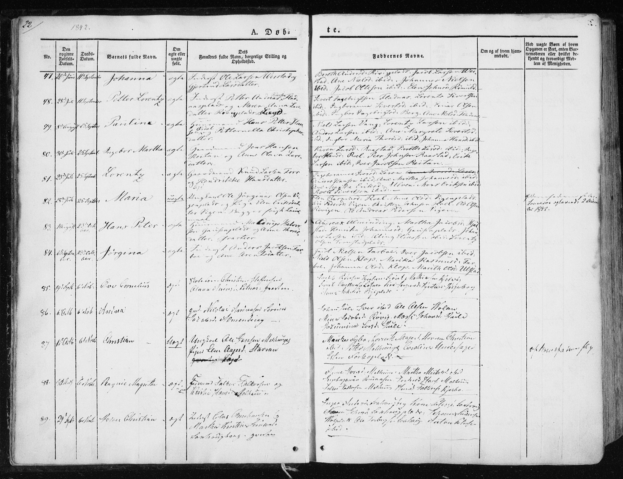 Ministerialprotokoller, klokkerbøker og fødselsregistre - Nord-Trøndelag, SAT/A-1458/730/L0280: Parish register (official) no. 730A07 /1, 1840-1854, p. 22