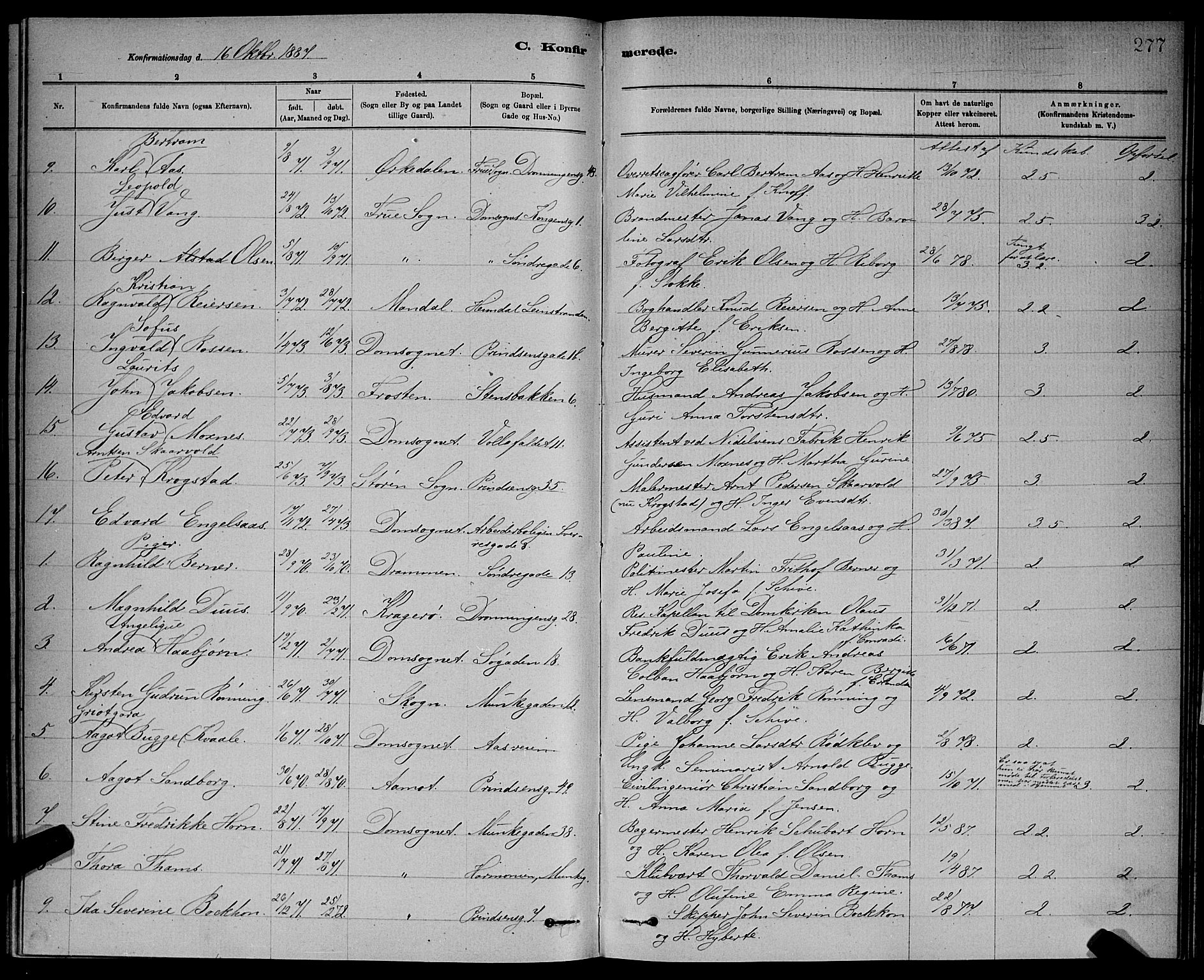 Ministerialprotokoller, klokkerbøker og fødselsregistre - Sør-Trøndelag, AV/SAT-A-1456/601/L0092: Parish register (copy) no. 601C10, 1884-1897, p. 277