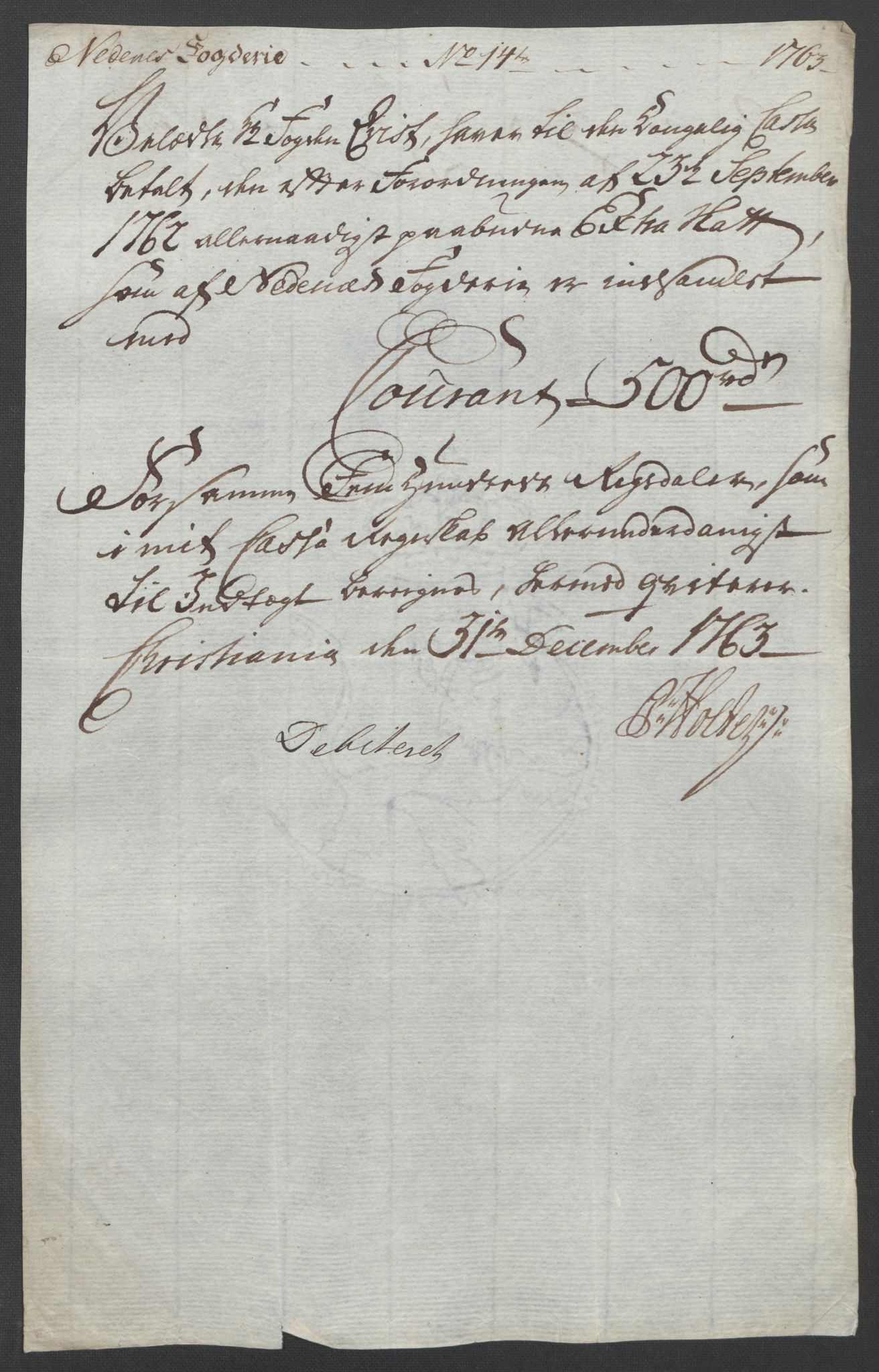 Rentekammeret inntil 1814, Reviderte regnskaper, Fogderegnskap, AV/RA-EA-4092/R39/L2424: Ekstraskatten Nedenes, 1762-1767, p. 60