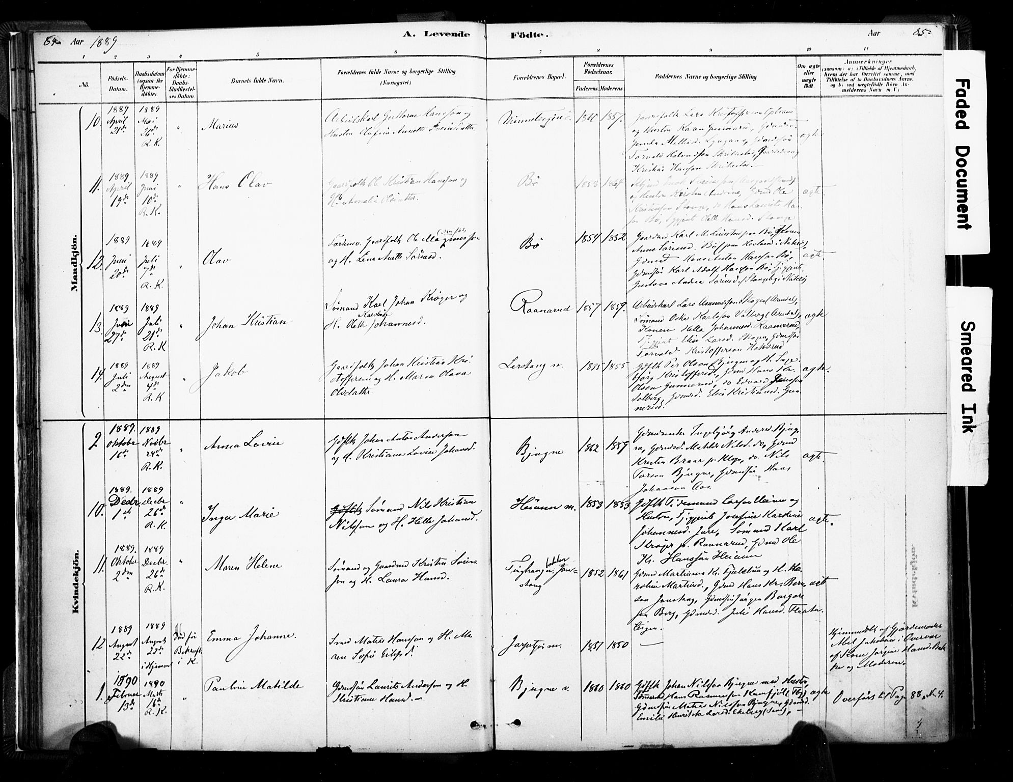 Ramnes kirkebøker, AV/SAKO-A-314/F/Fa/L0007: Parish register (official) no. I 7, 1878-1895, p. 84-85