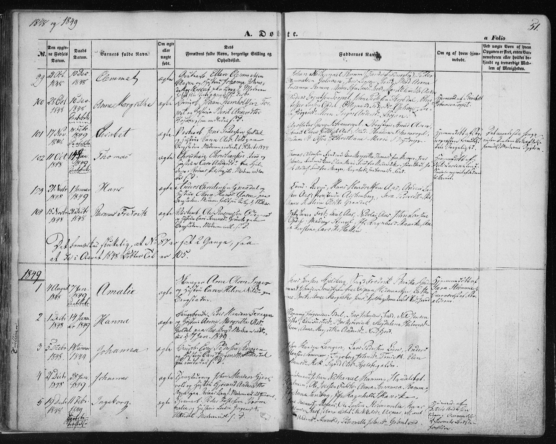 Ministerialprotokoller, klokkerbøker og fødselsregistre - Sør-Trøndelag, SAT/A-1456/681/L0931: Parish register (official) no. 681A09, 1845-1859, p. 51